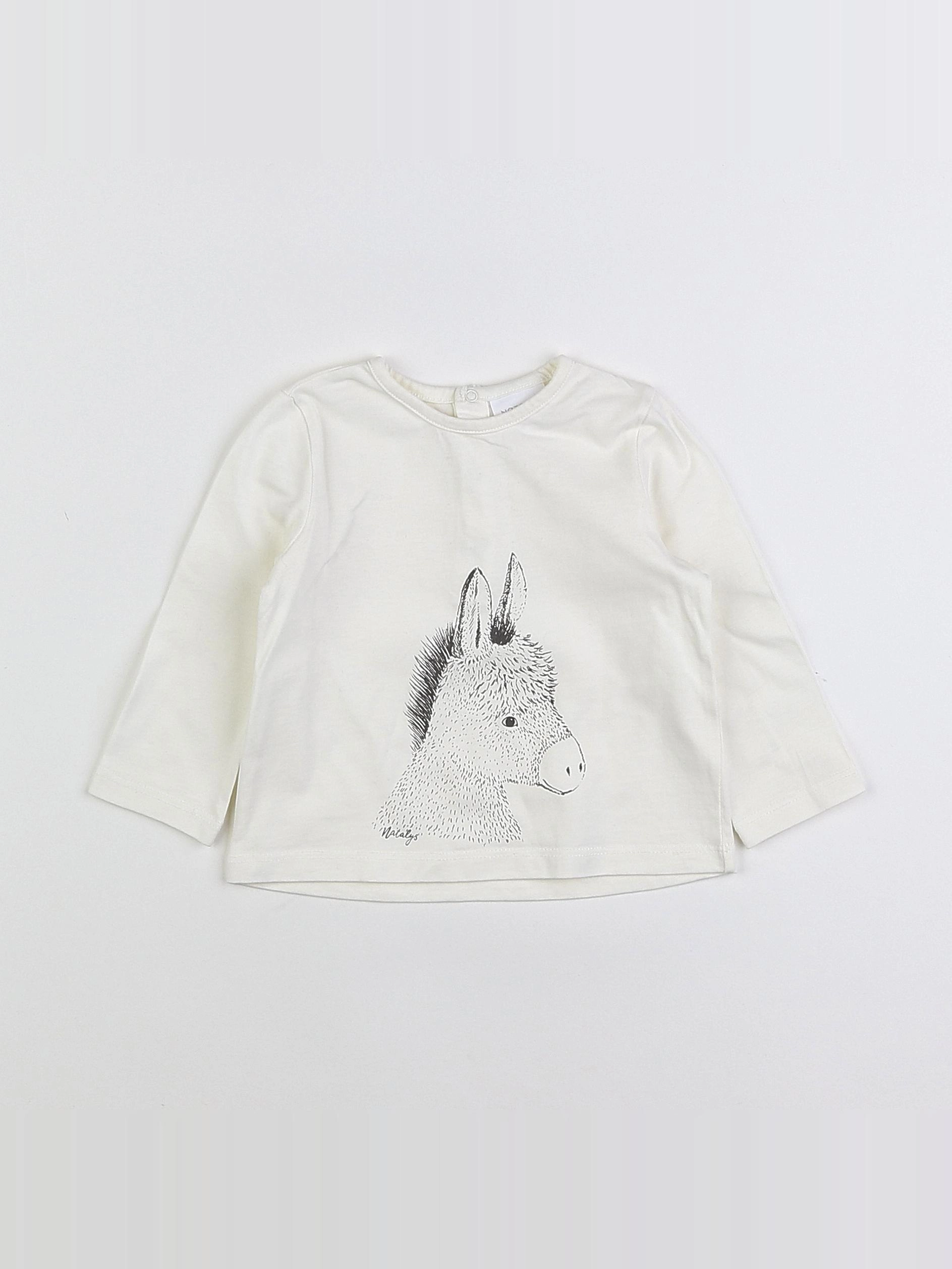 Natalys - tee-shirt beige, noir - 6 mois