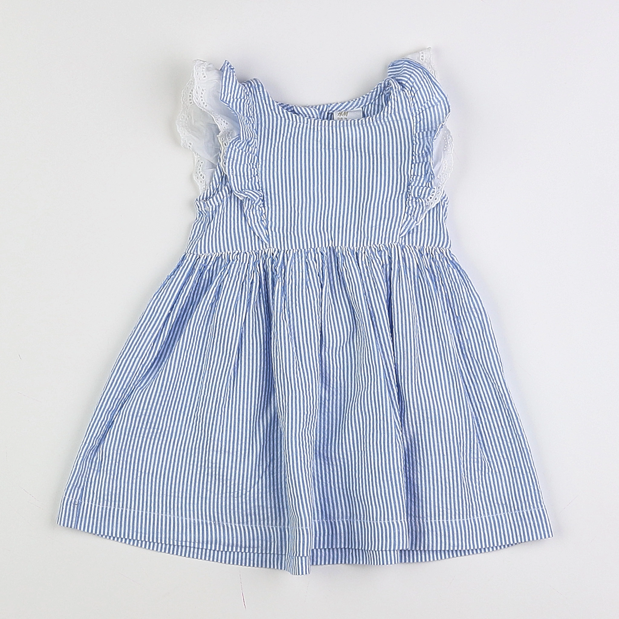 H&M - robe blanc, bleu - 6/9 mois