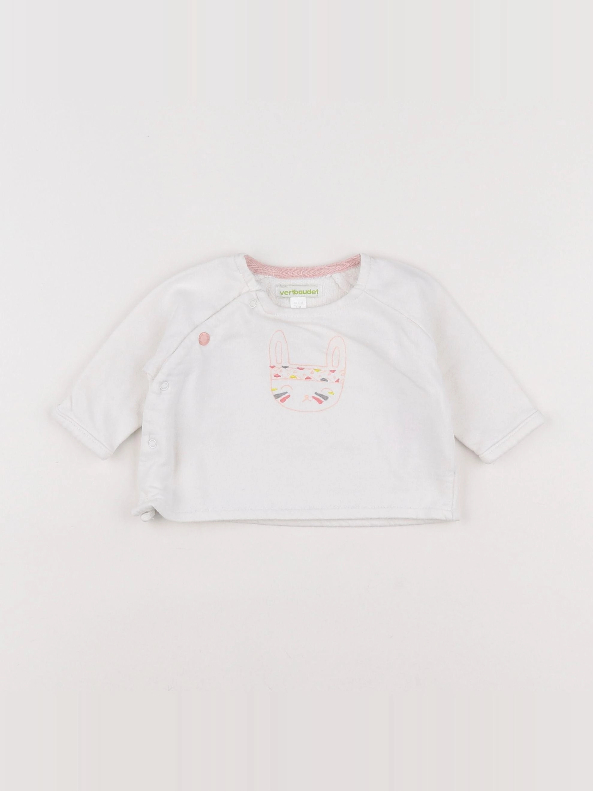 Vertbaudet - sweat blanc - 3 mois