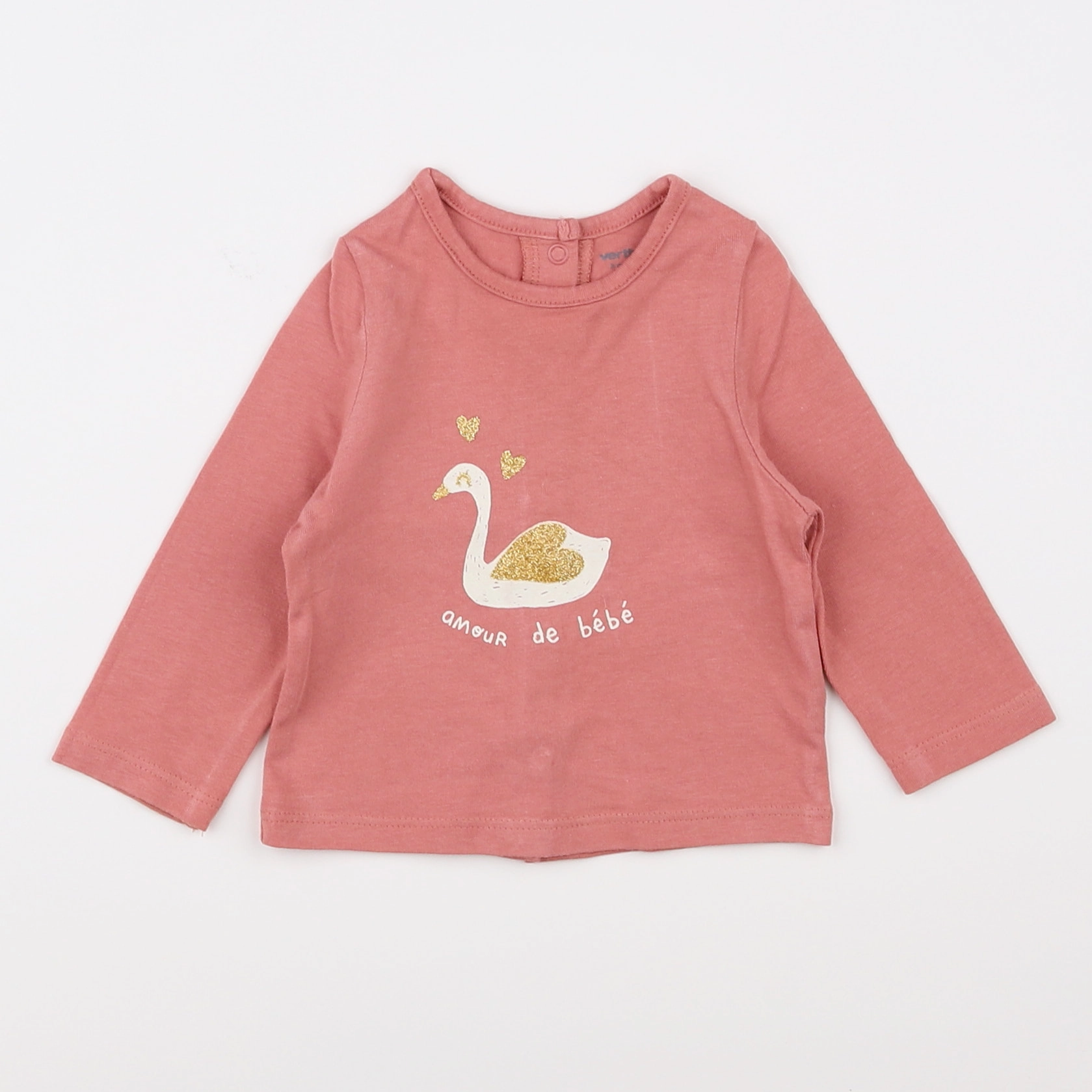 Vertbaudet - tee-shirt rose, or - 3 mois