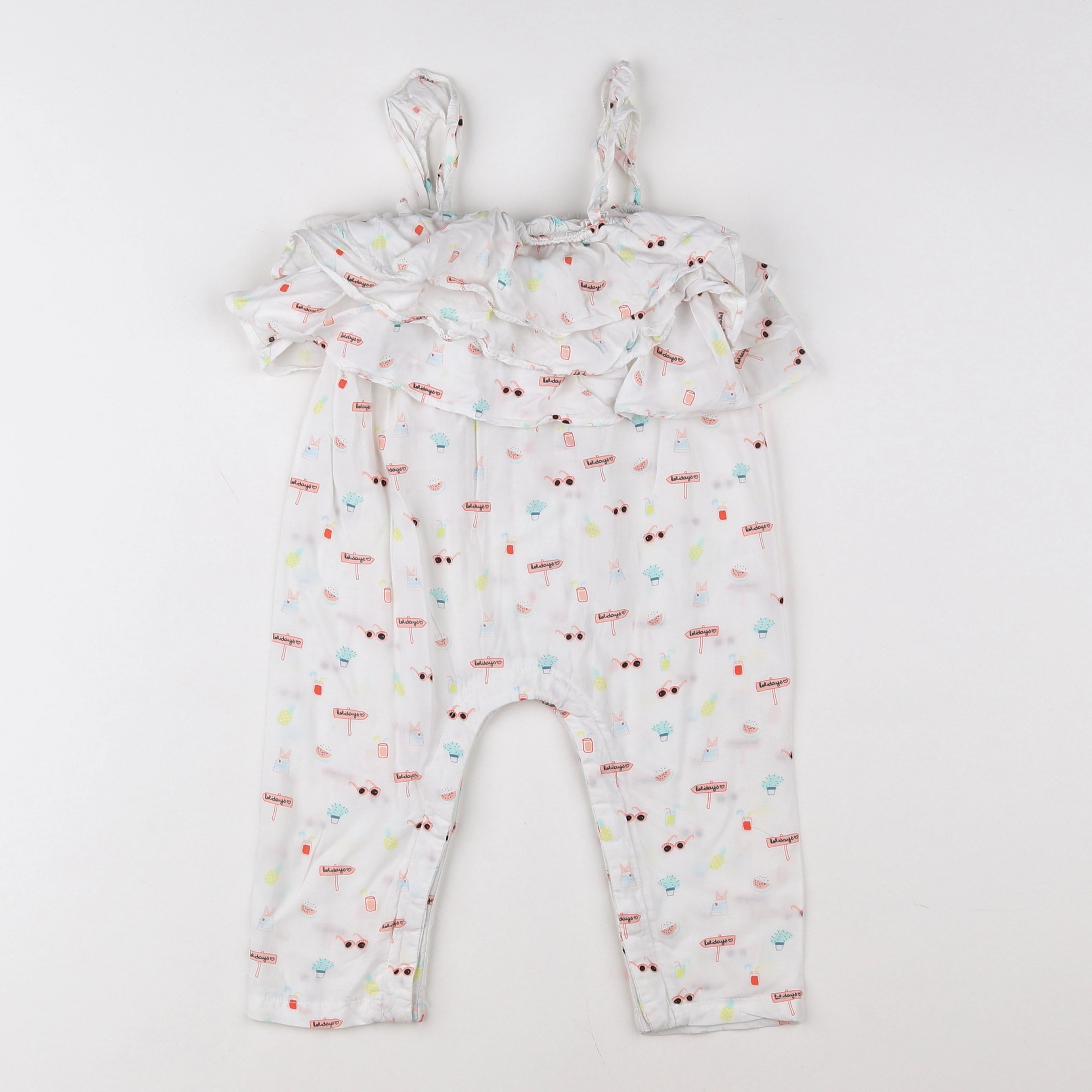 Vertbaudet - combinaison blanc, multicolore - 12/18 mois