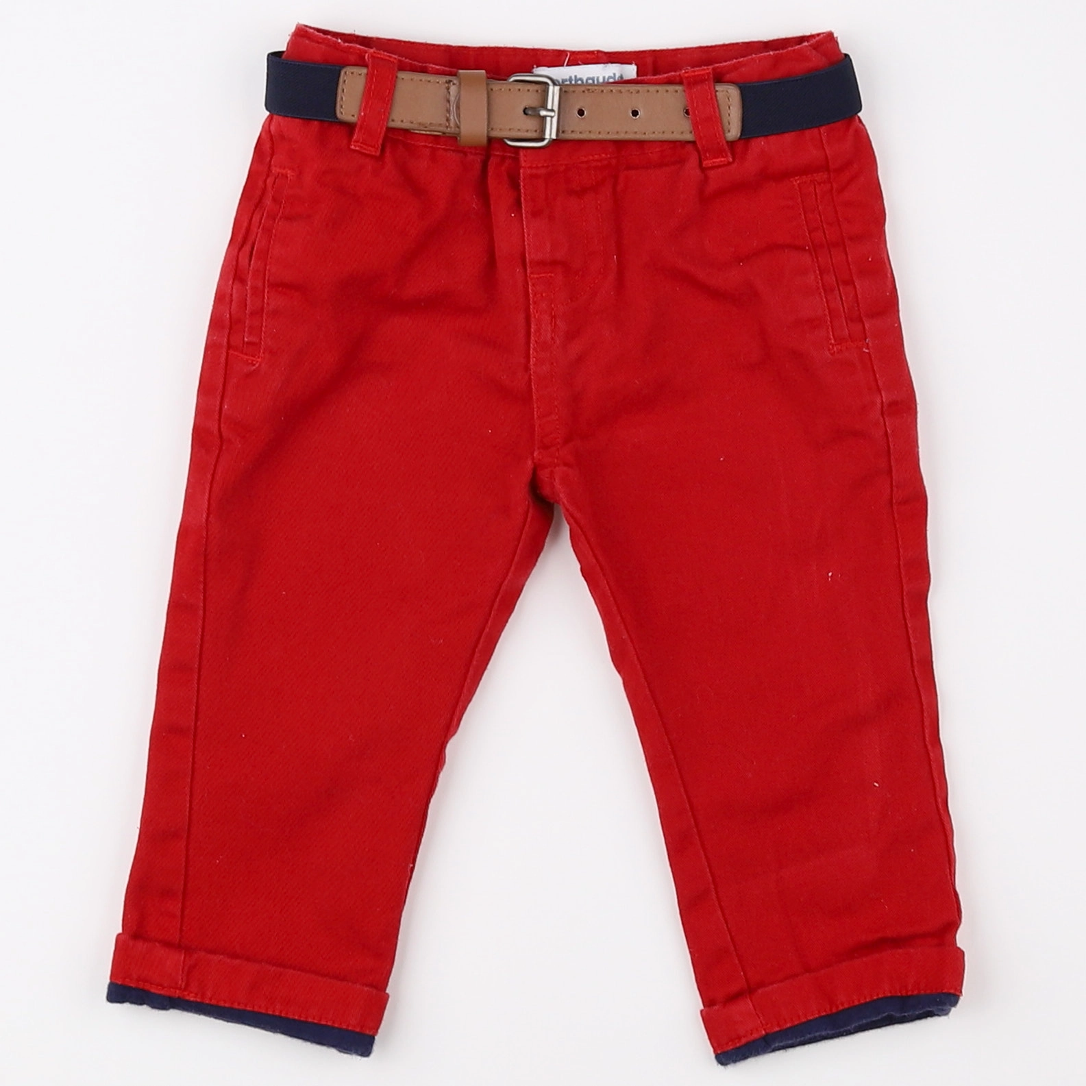 Vertbaudet - pantalon rouge - 9 mois