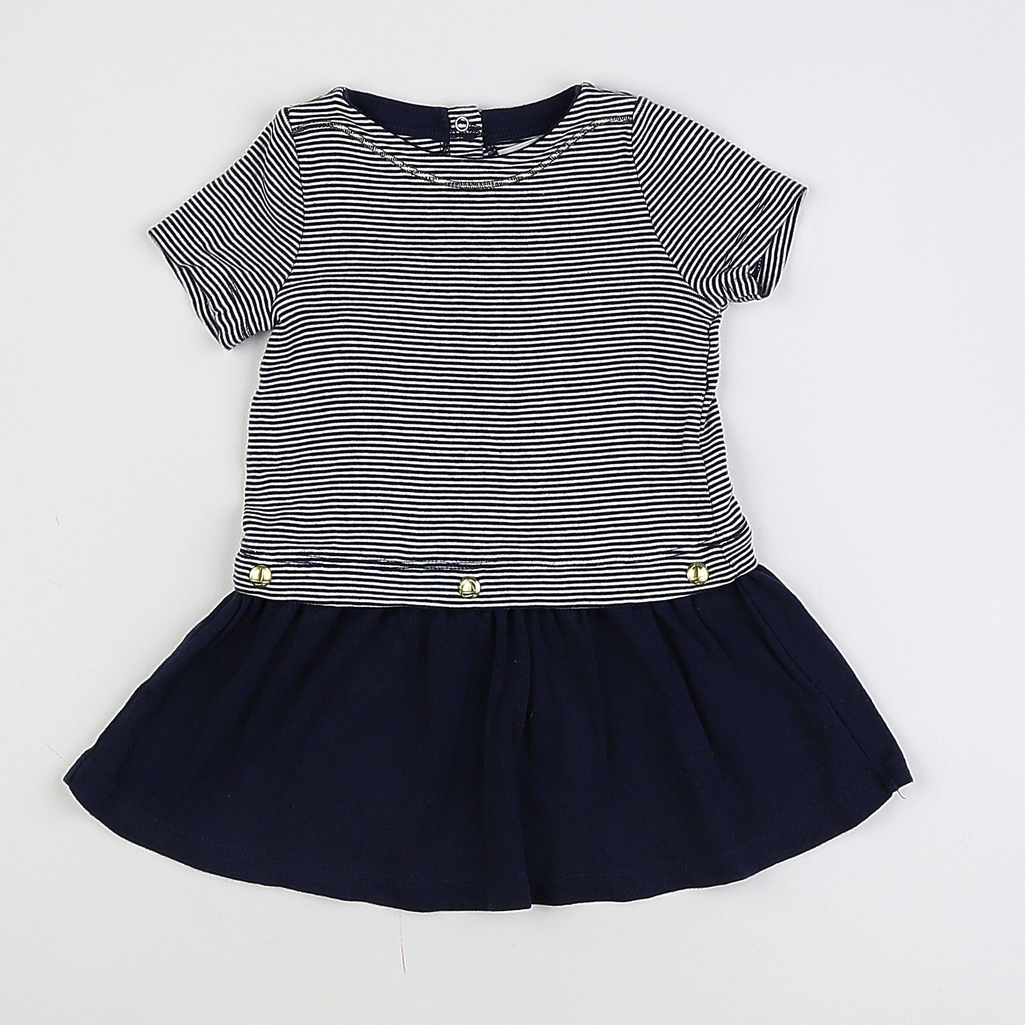 Petit Bateau - robe bleu, blanc - 12 mois