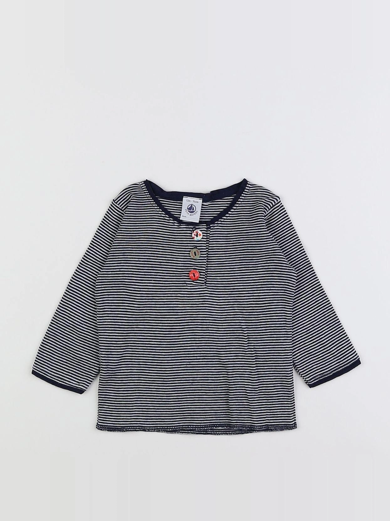 Petit Bateau - tee-shirt bleu - 12 mois