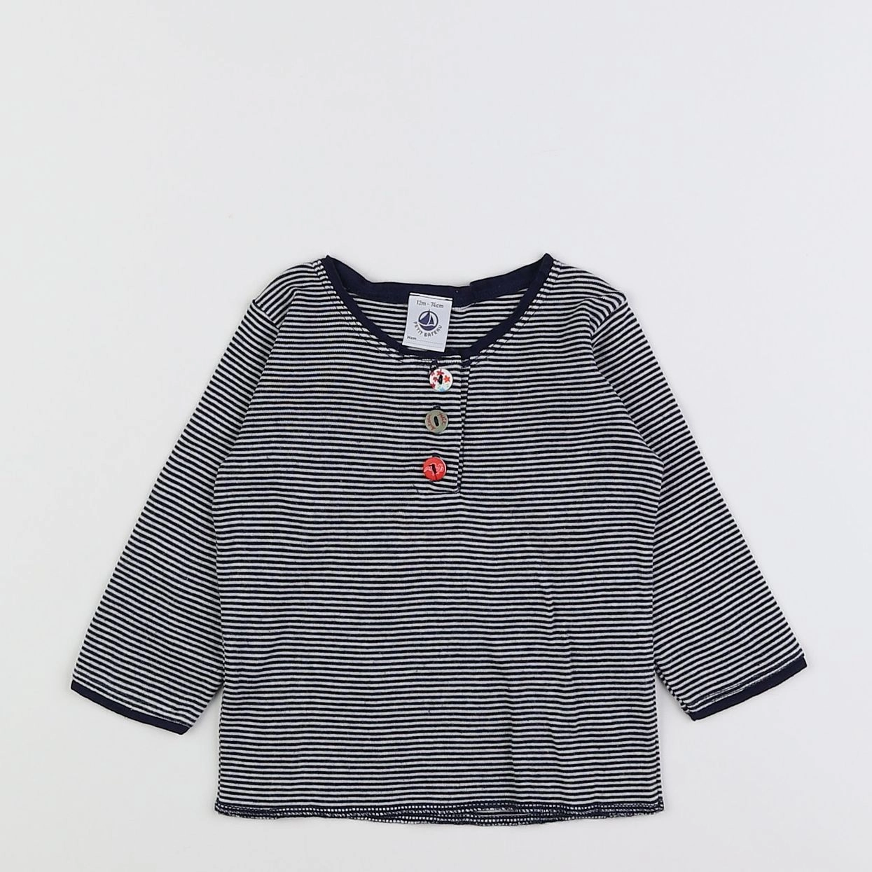 Petit Bateau - tee-shirt bleu - 12 mois