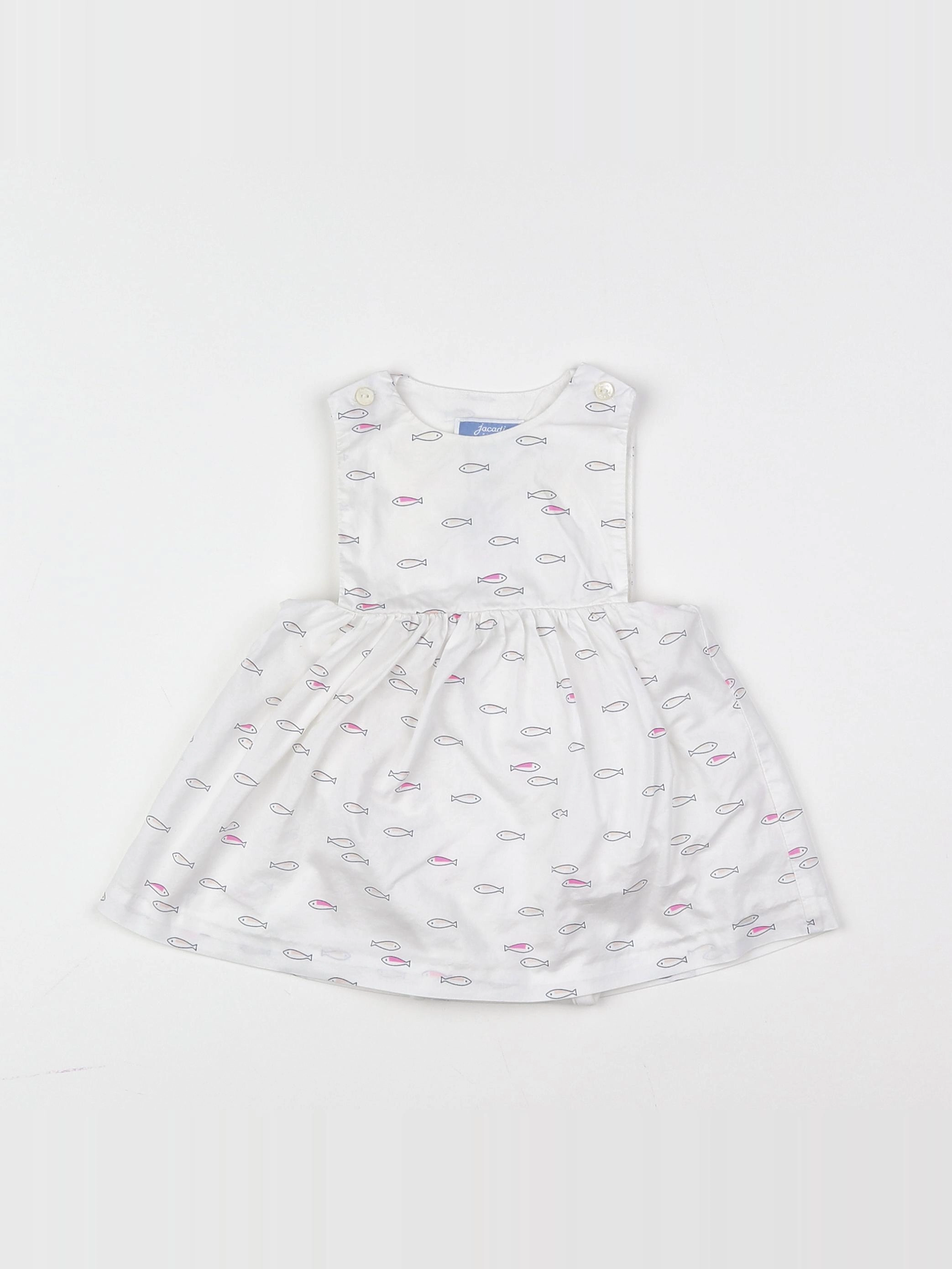 Jacadi - robe blanc, rose - 6 mois