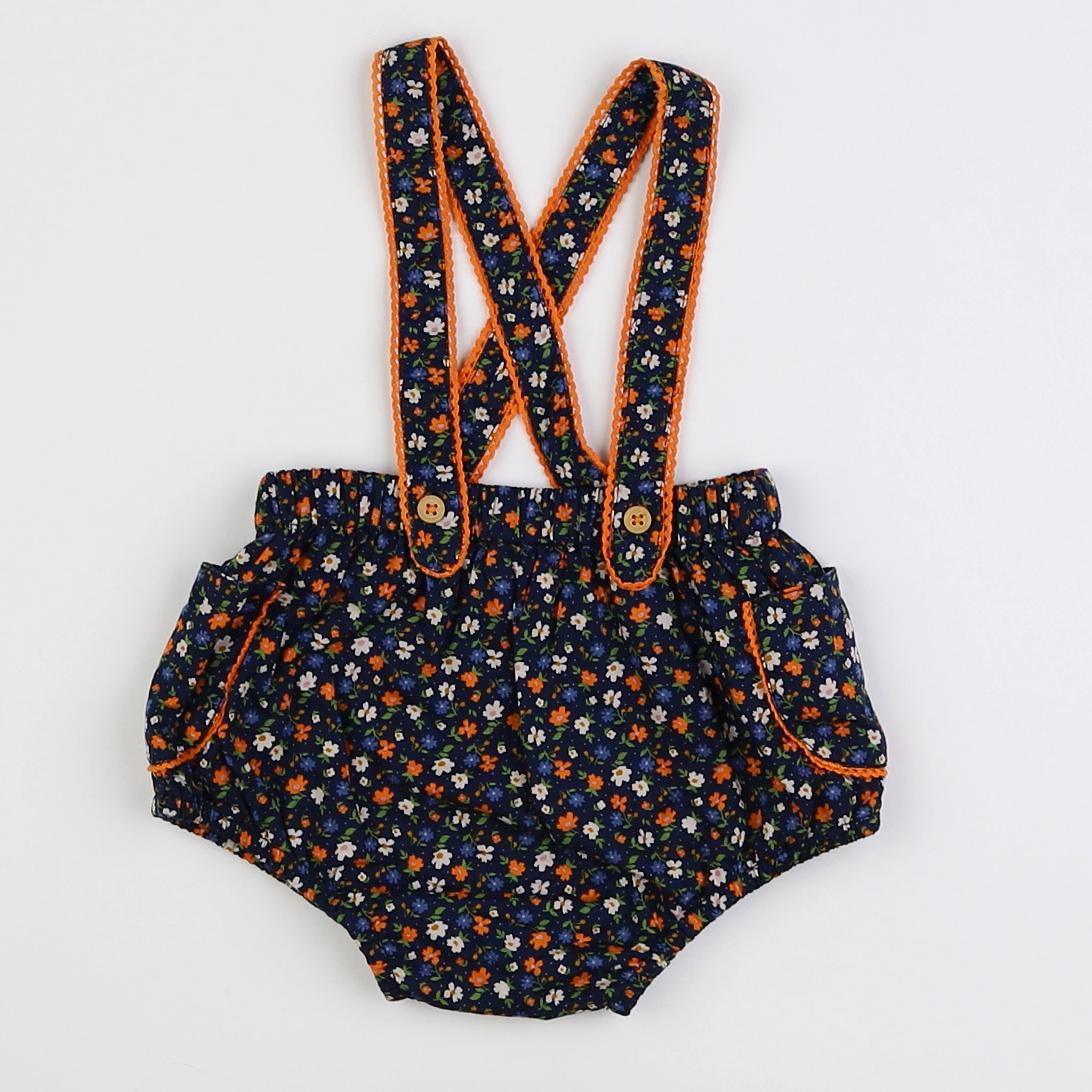 Boutchou - bloomer bleu, orange - 6 mois