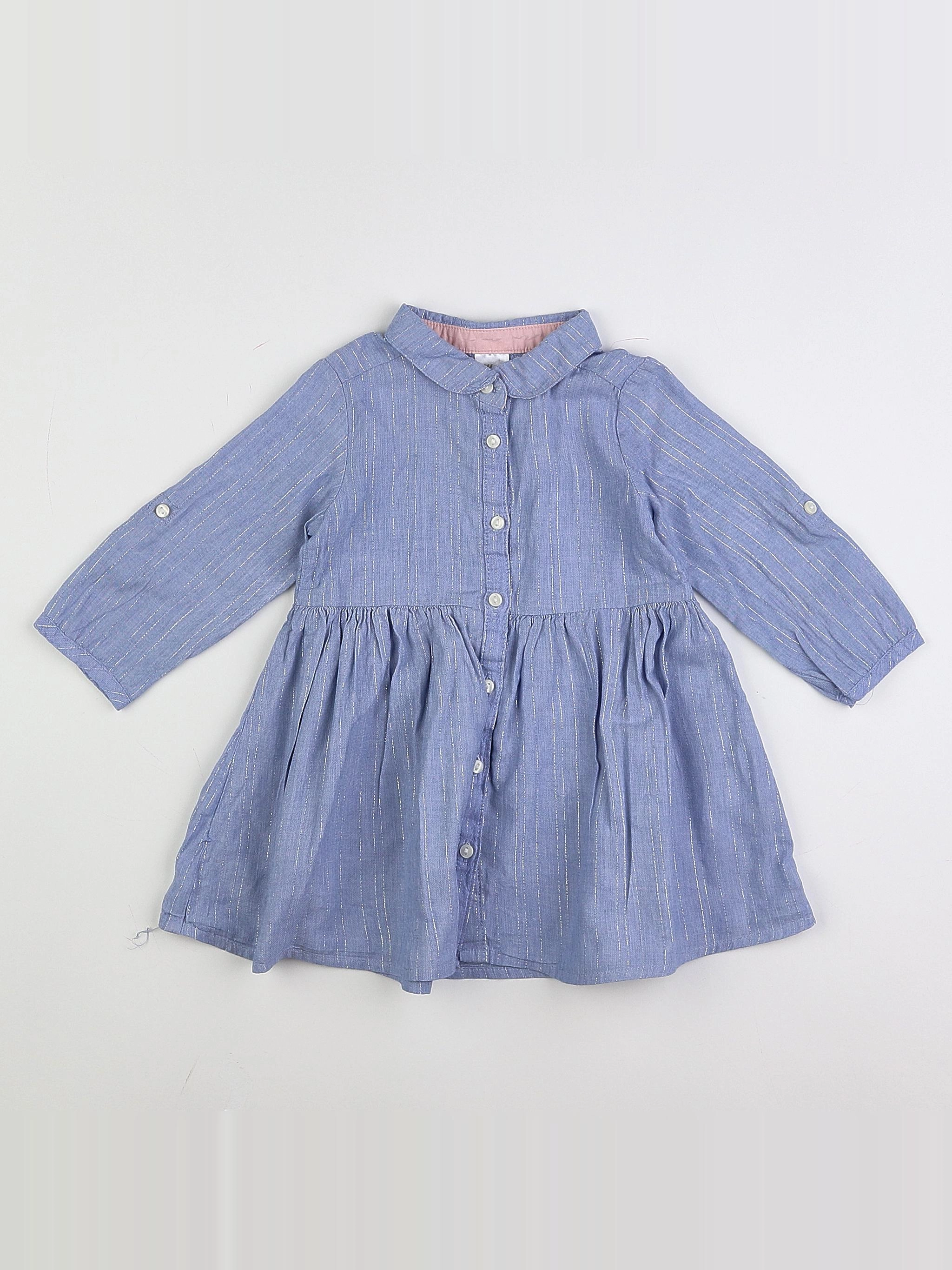 H&M - robe bleu - 9/12 mois