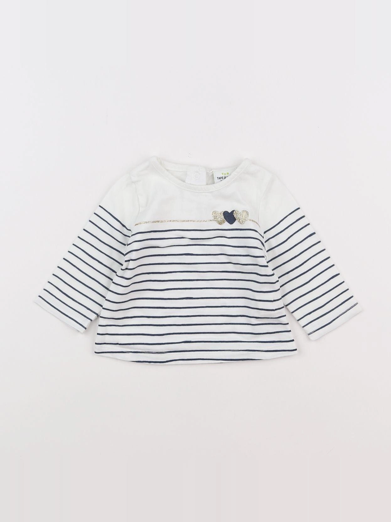 Tape à l'oeil - tee-shirt bleu, blanc, or - 3 mois