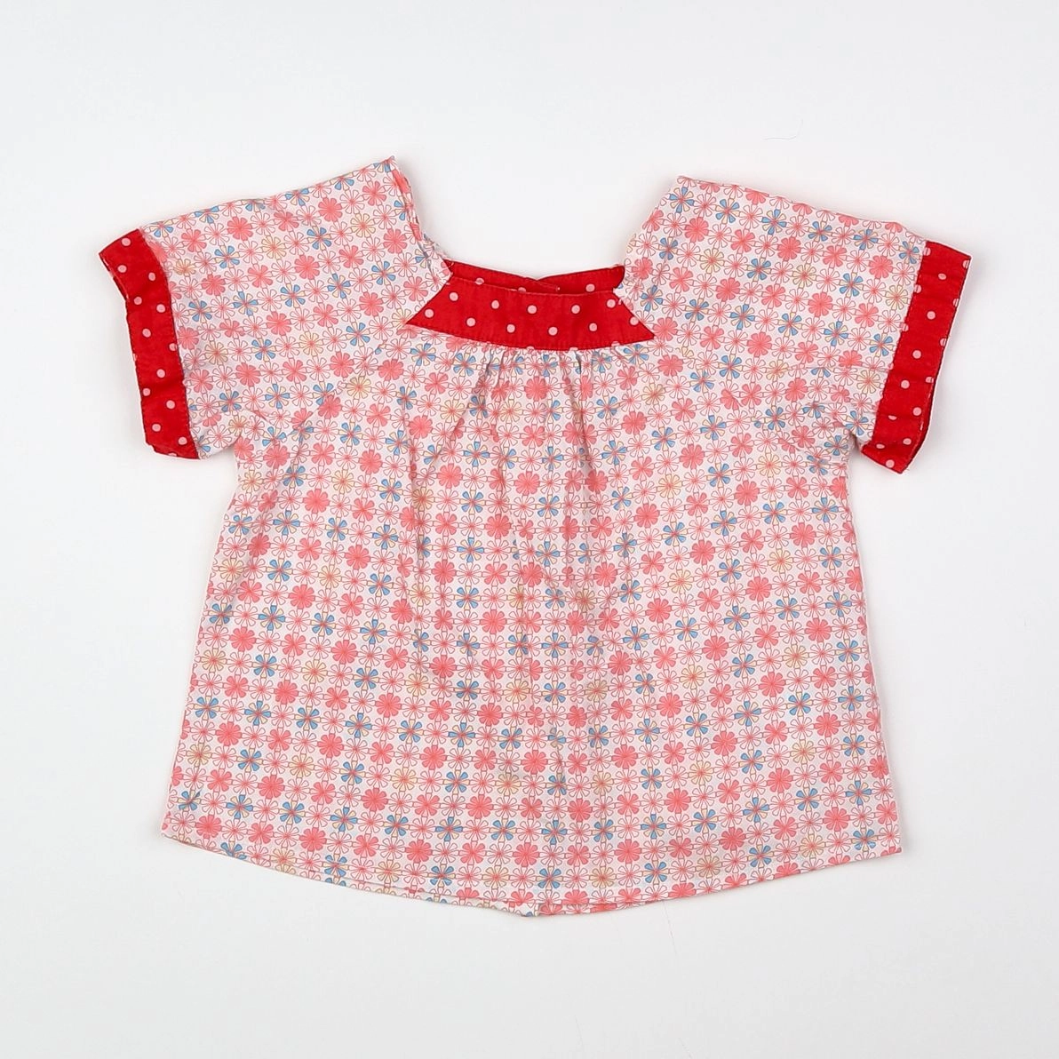 Vertbaudet - blouse blanc, rouge - 12 mois