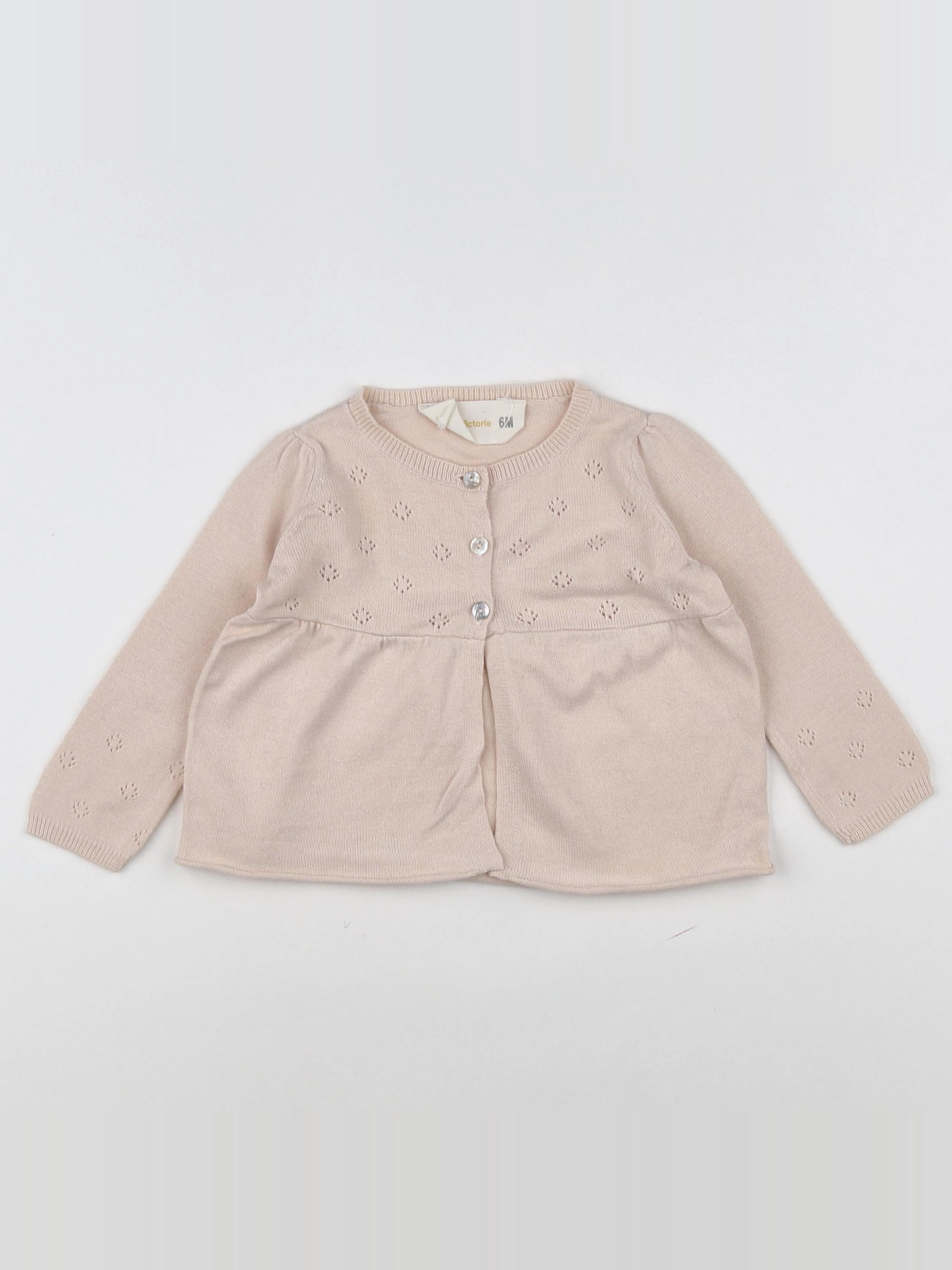 Louis et Victorie - gilet rose - 6 mois