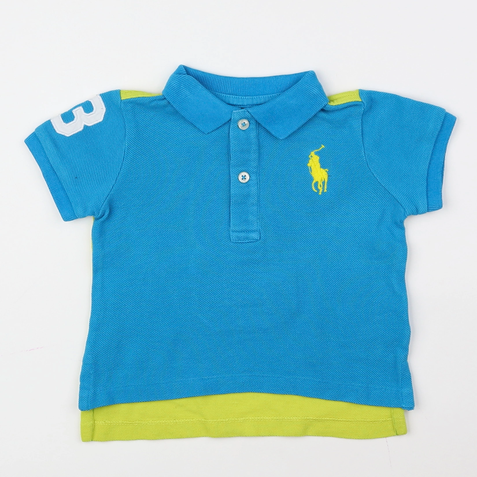 Ralph Lauren - polo bleu, jaune - 6 mois