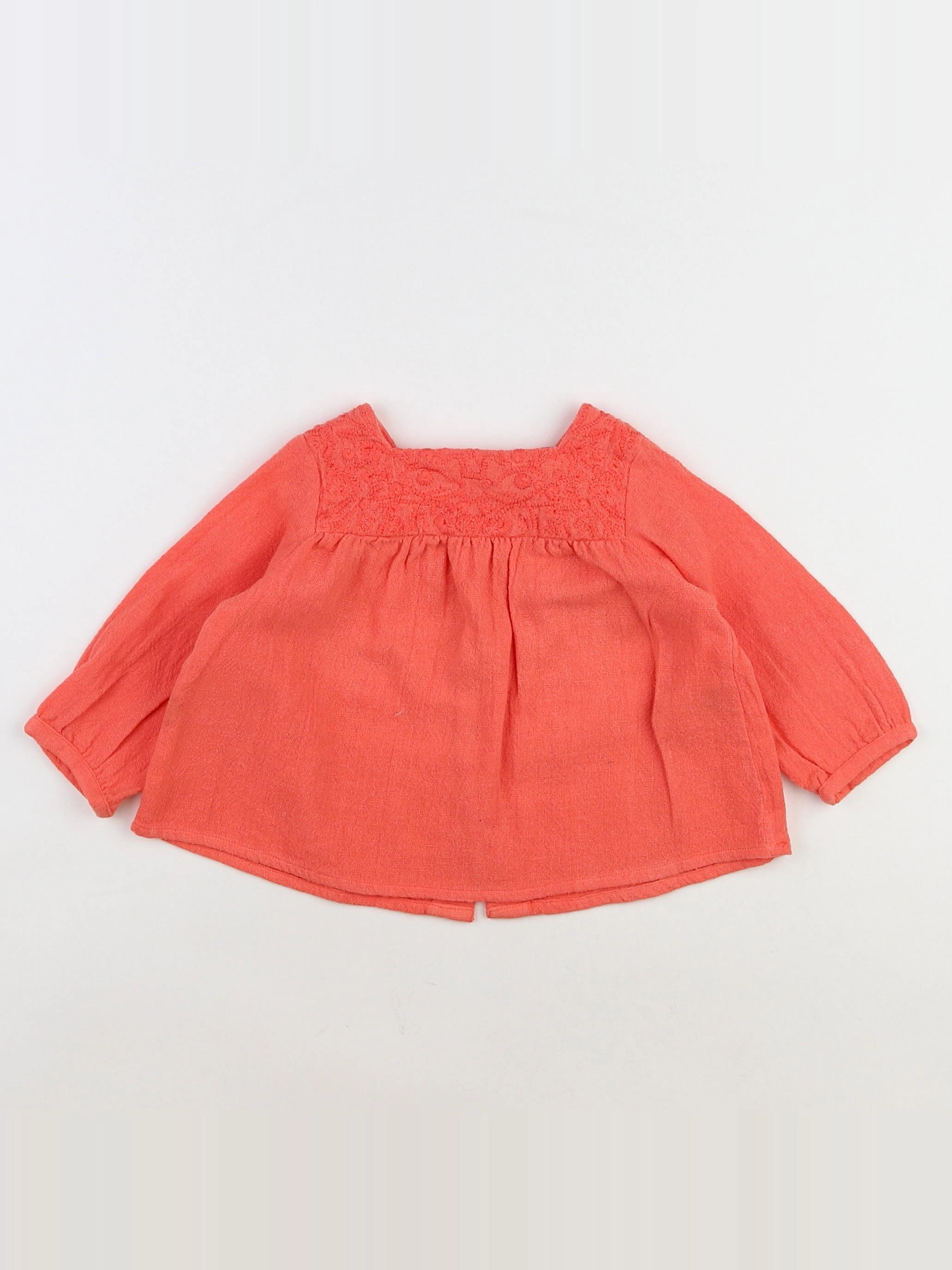 Bonton - blouse orange - 12 mois