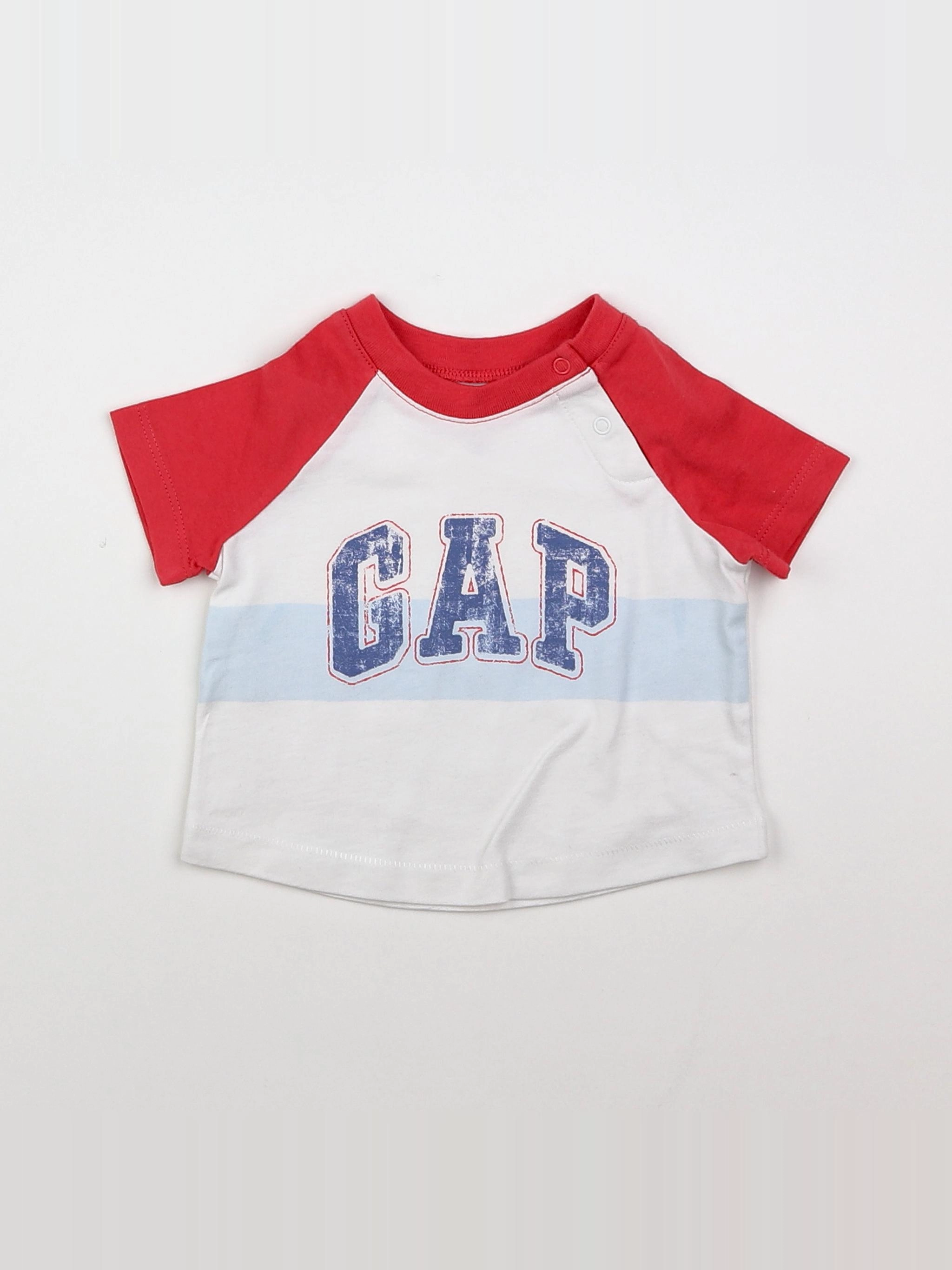 GAP - tee-shirt bleu, rouge - 0/3 mois