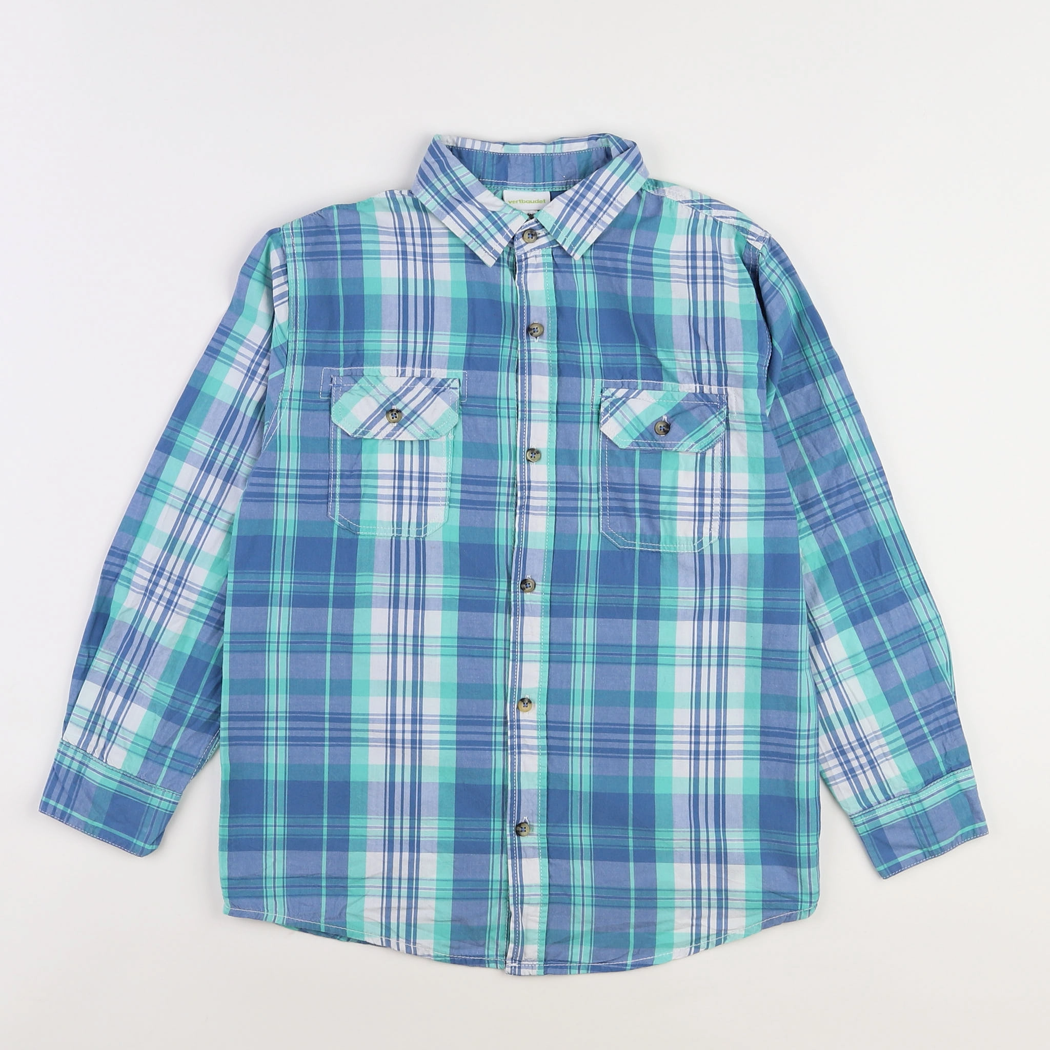 Vertbaudet - chemise bleu, vert - 10 ans