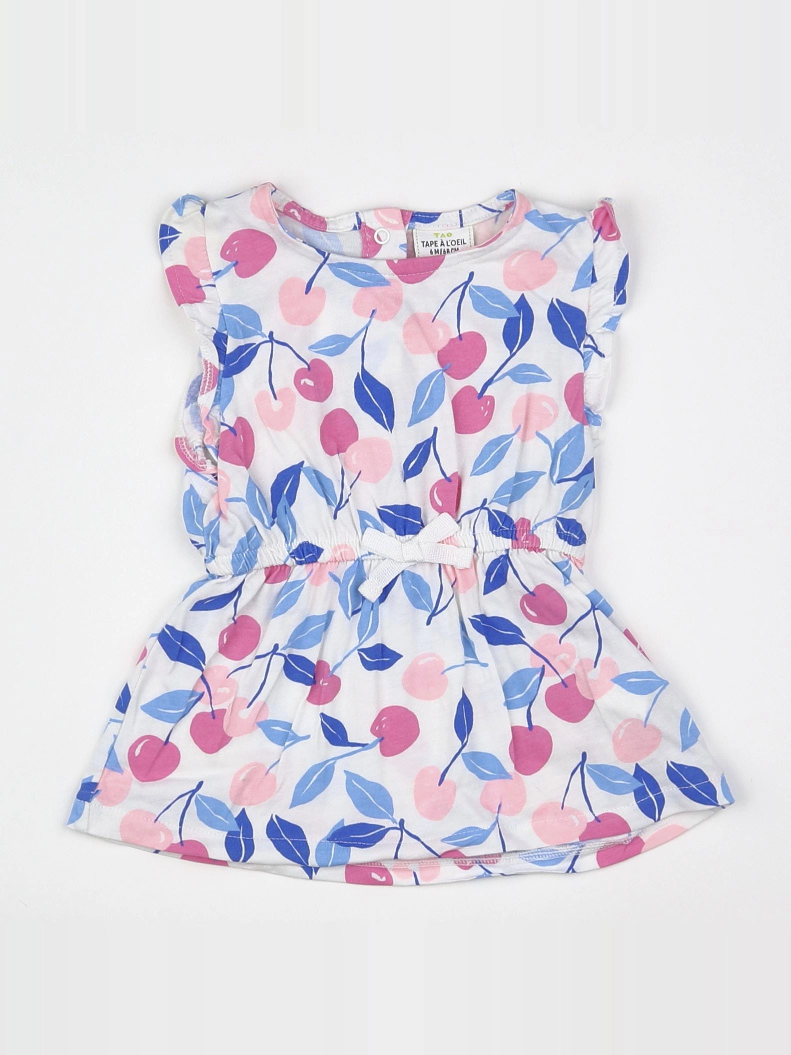 Tape à l'oeil - robe blanc, bleu, rose - 6 mois