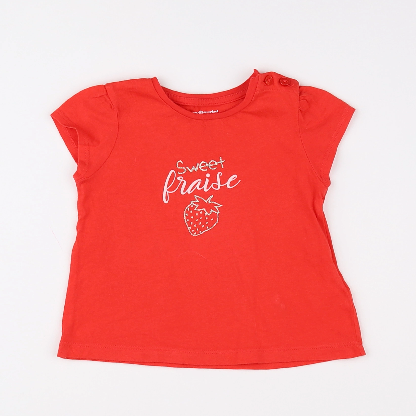 Vertbaudet - tee-shirt or, rouge - 9 mois