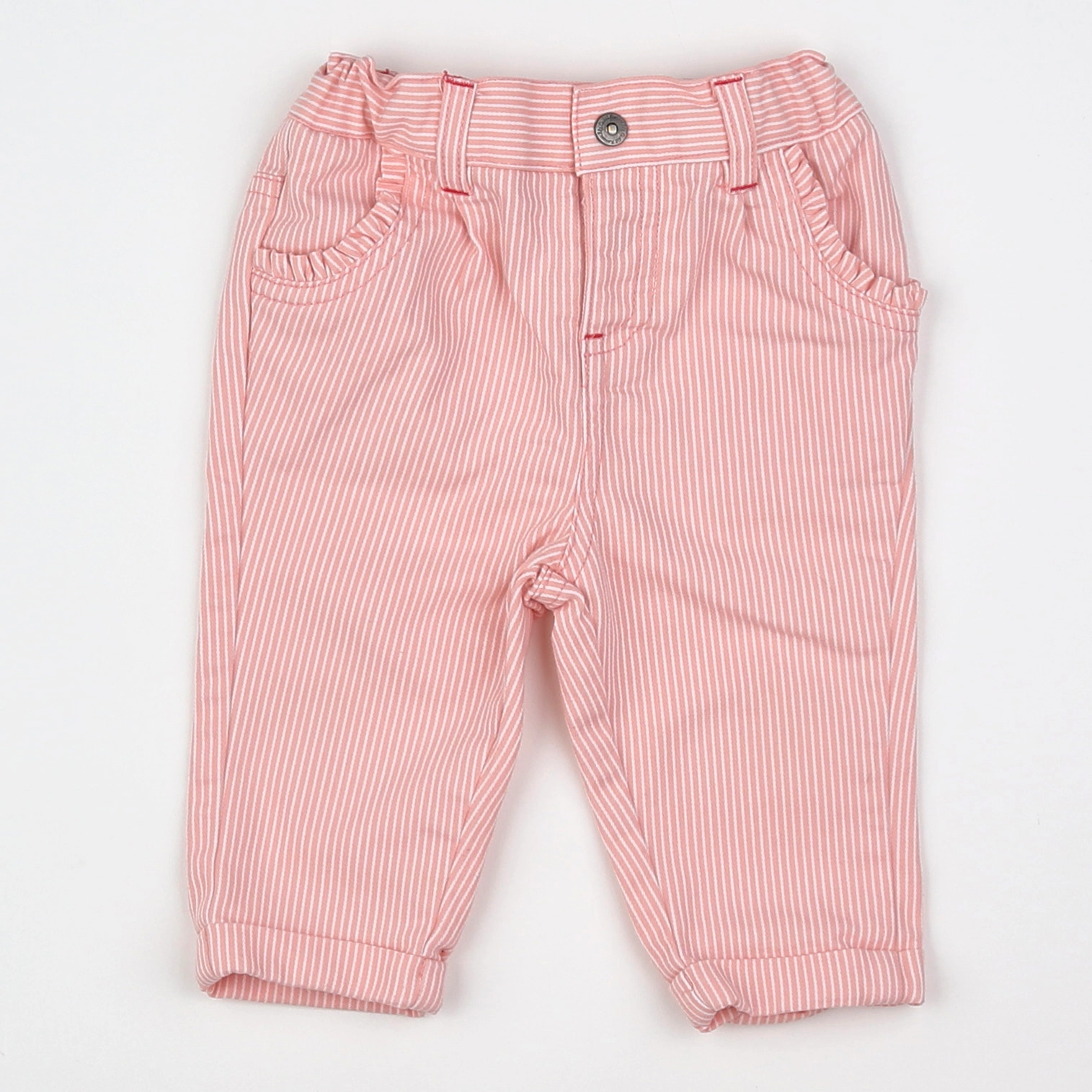 Cadet Rousselle - pantalon blanc, rose - 6 mois