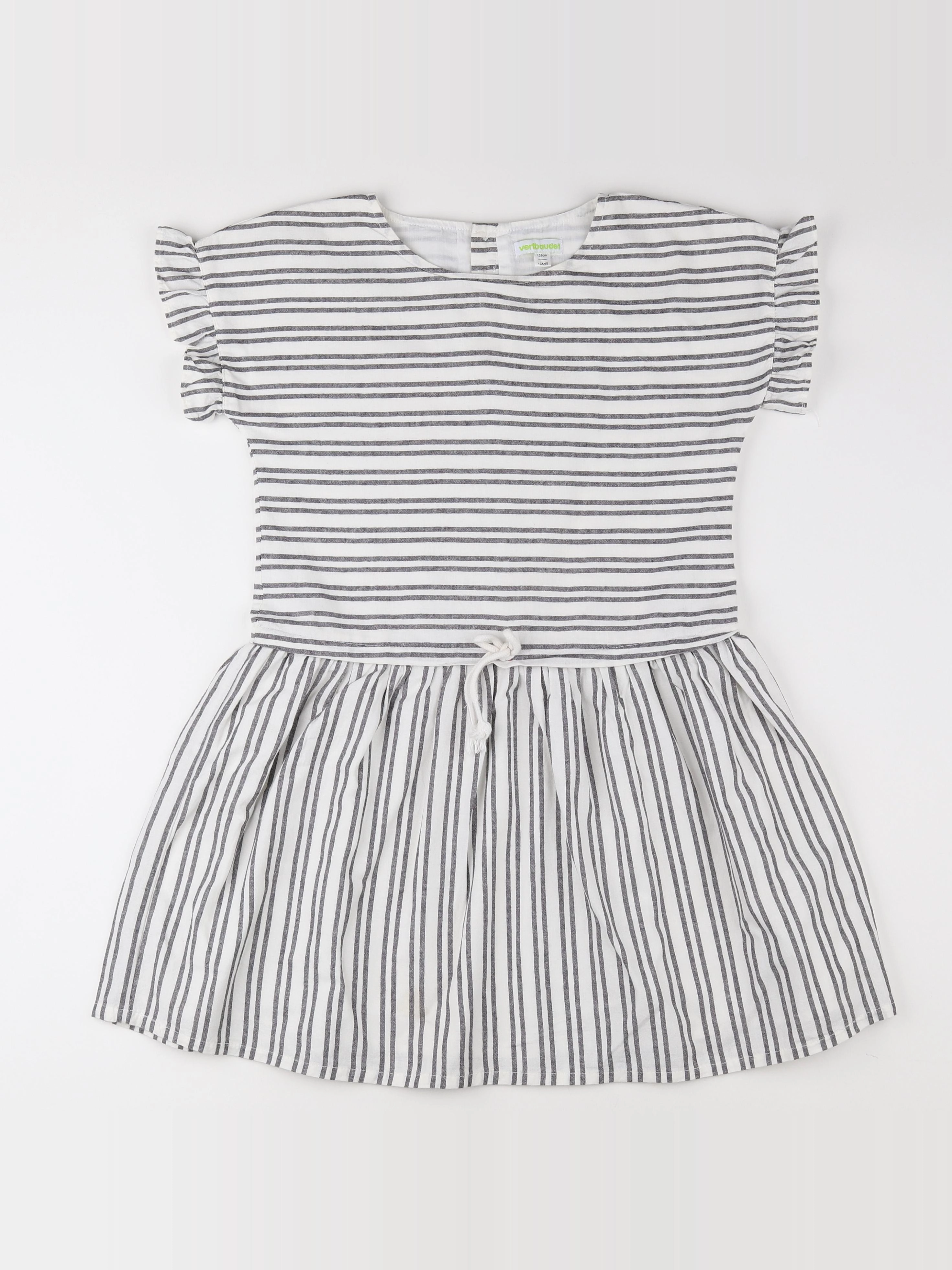 Vertbaudet - robe blanc, gris - 10 ans
