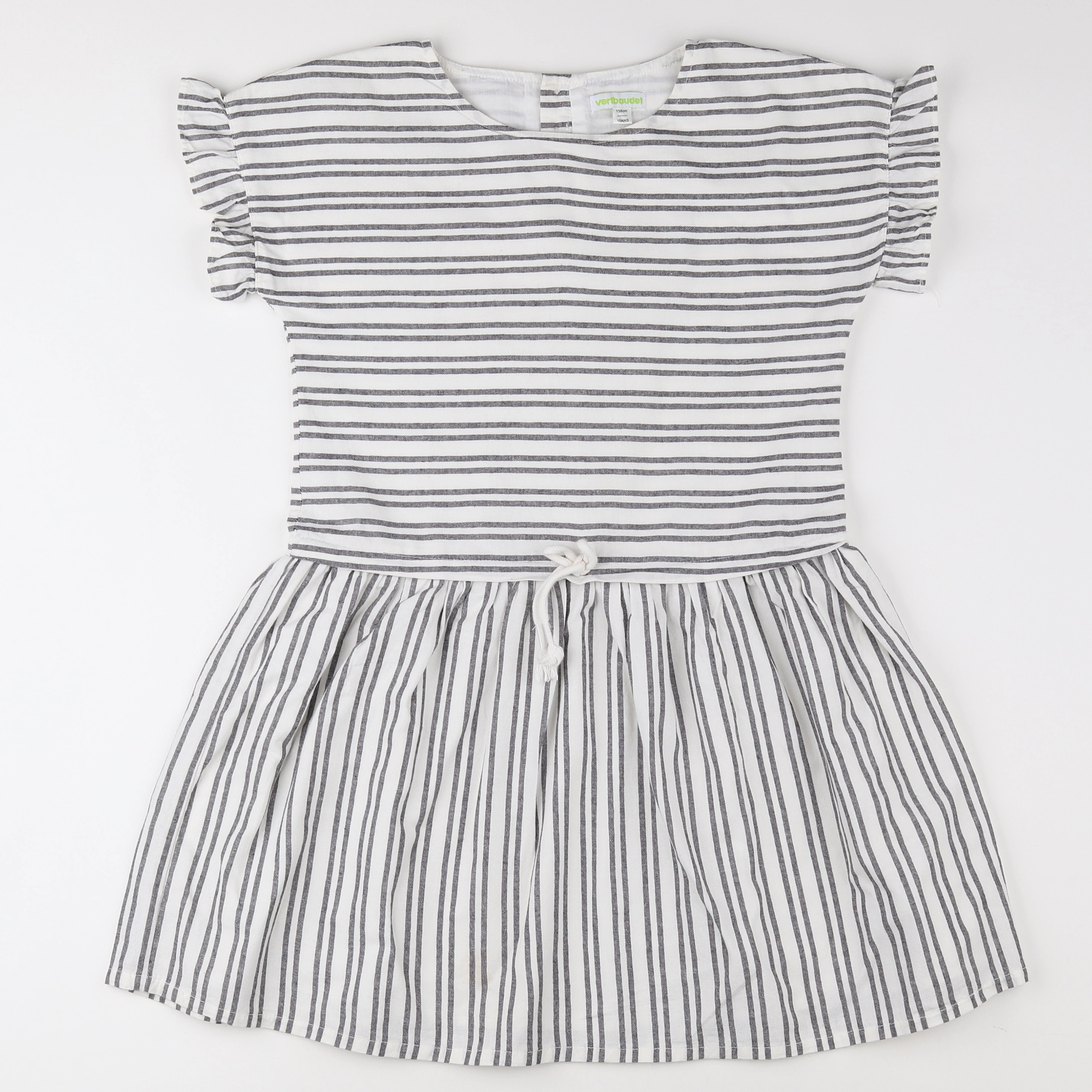 Vertbaudet - robe blanc, gris - 10 ans