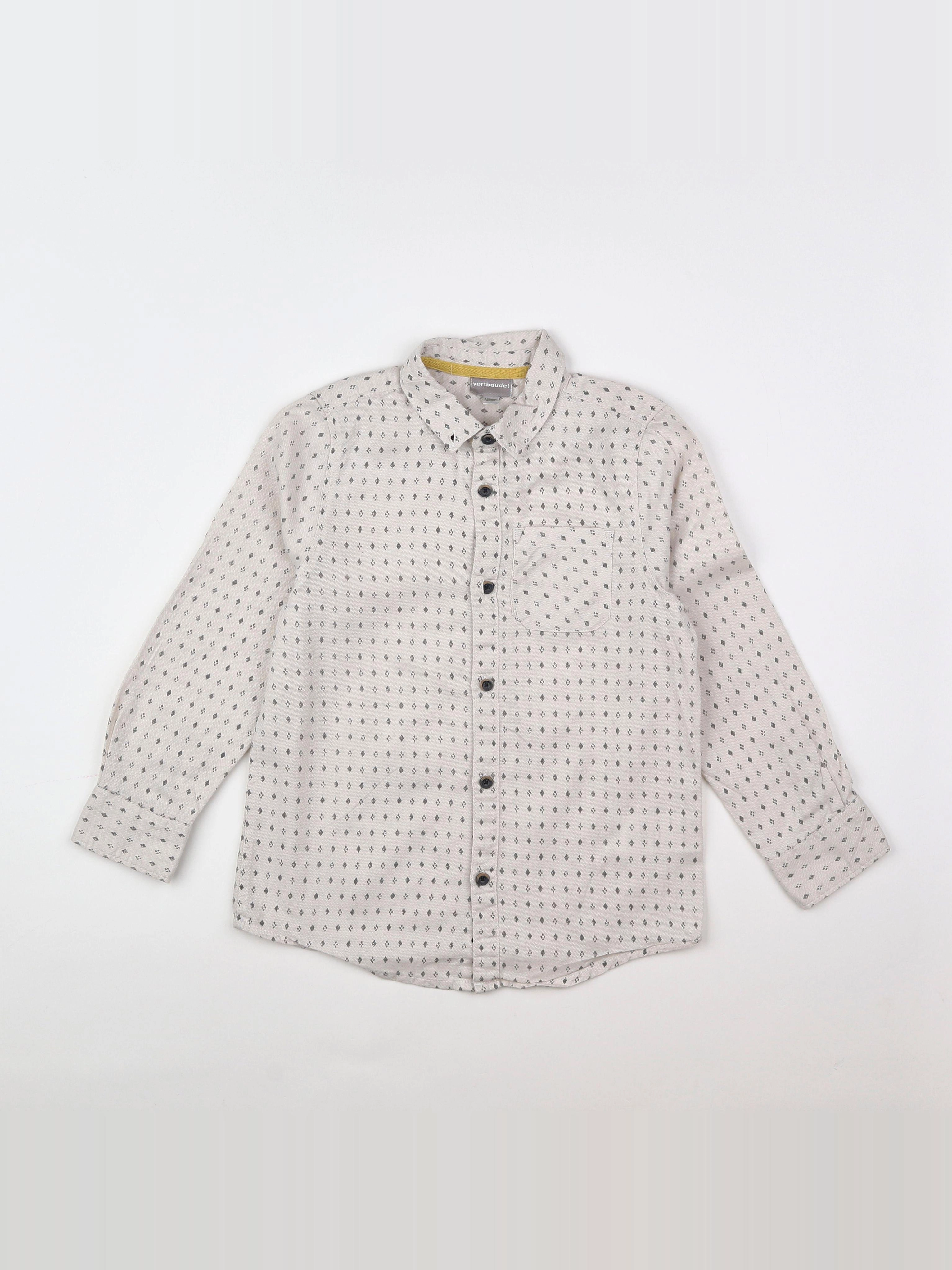 Vertbaudet - chemise blanc, gris - 8 ans