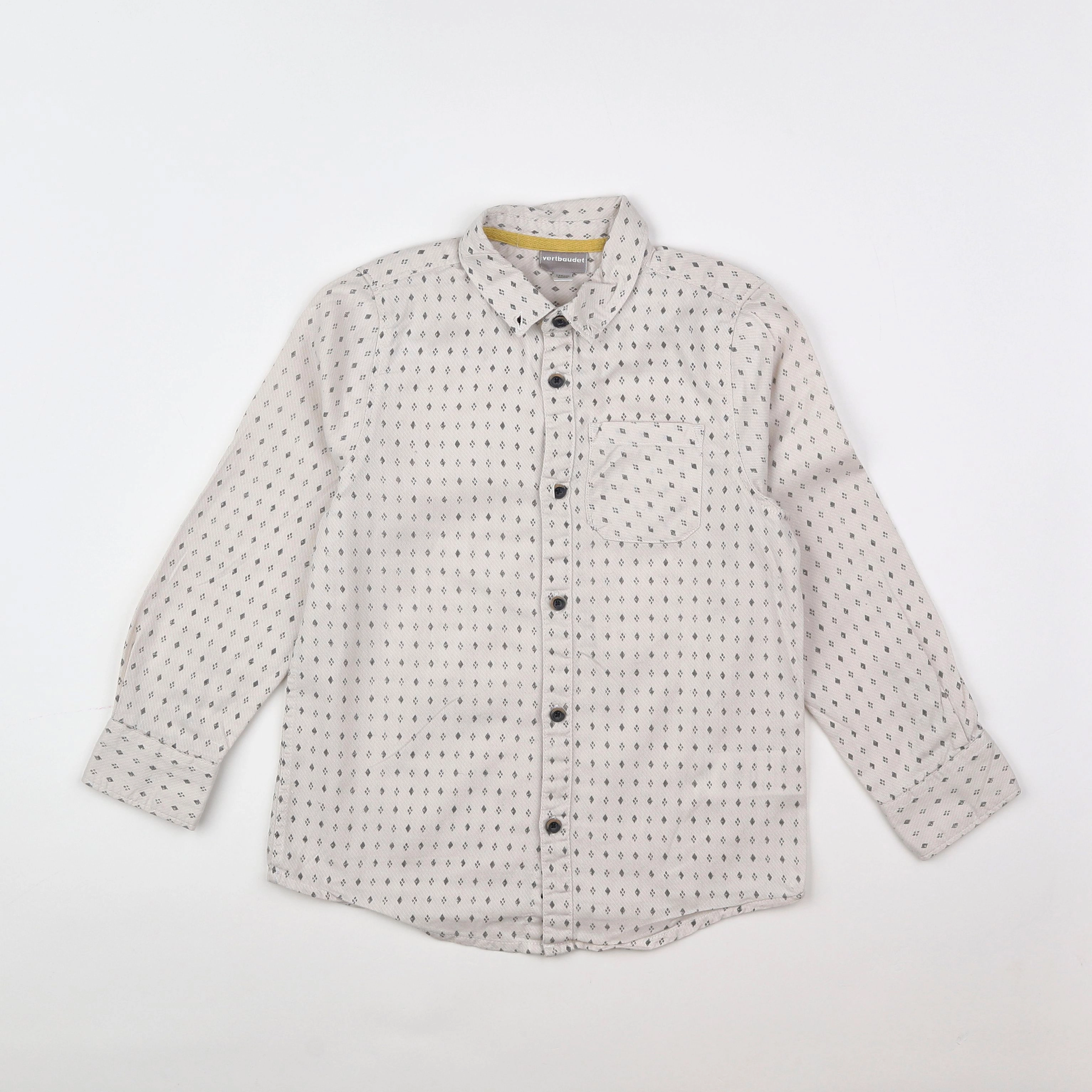 Vertbaudet - chemise blanc, gris - 8 ans