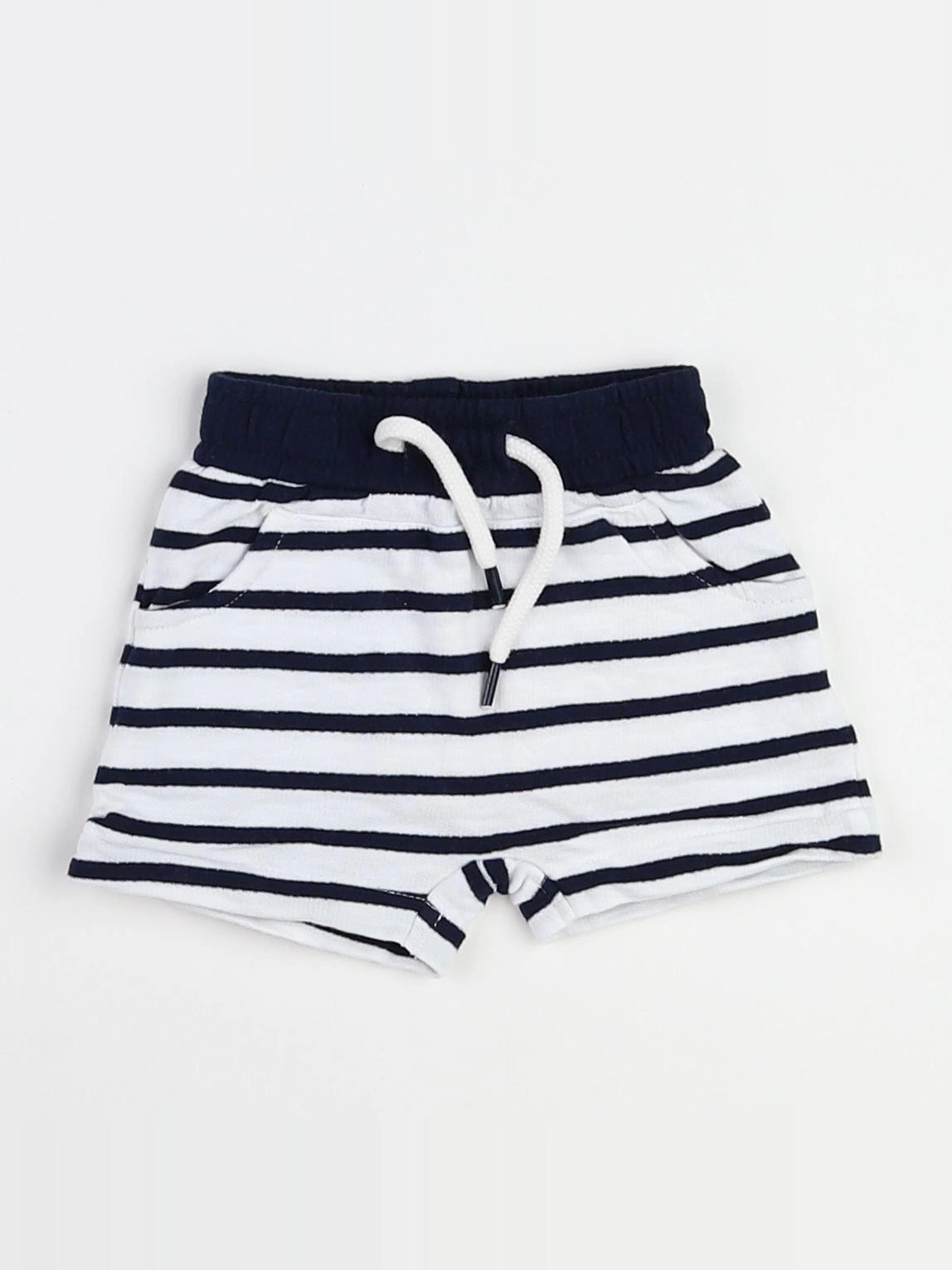 Vertbaudet - short blanc, bleu - 3 mois