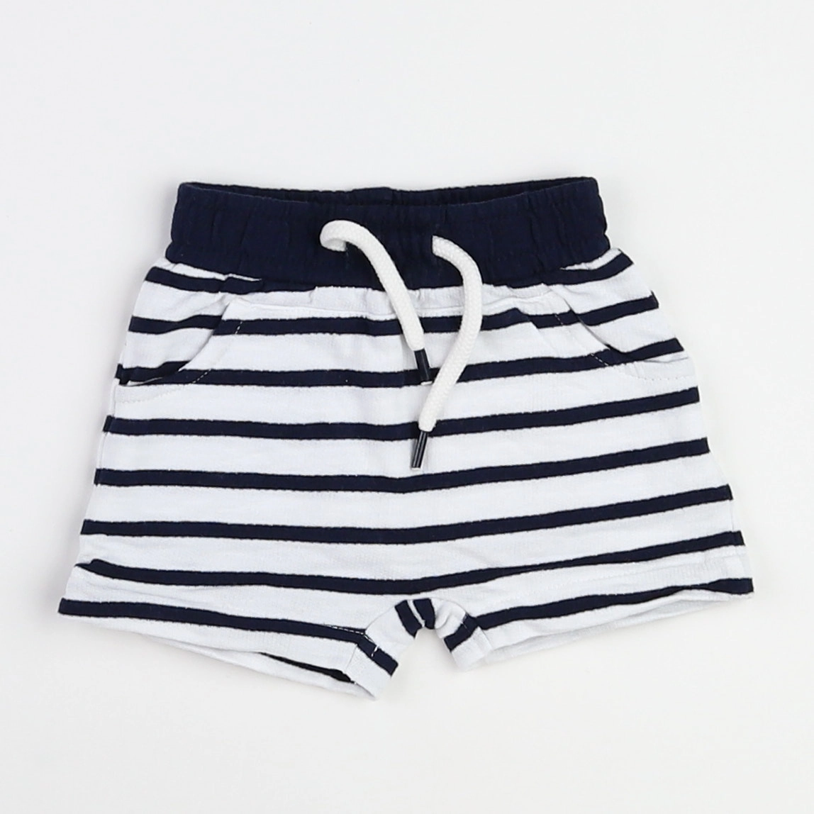Vertbaudet - short blanc, bleu - 3 mois