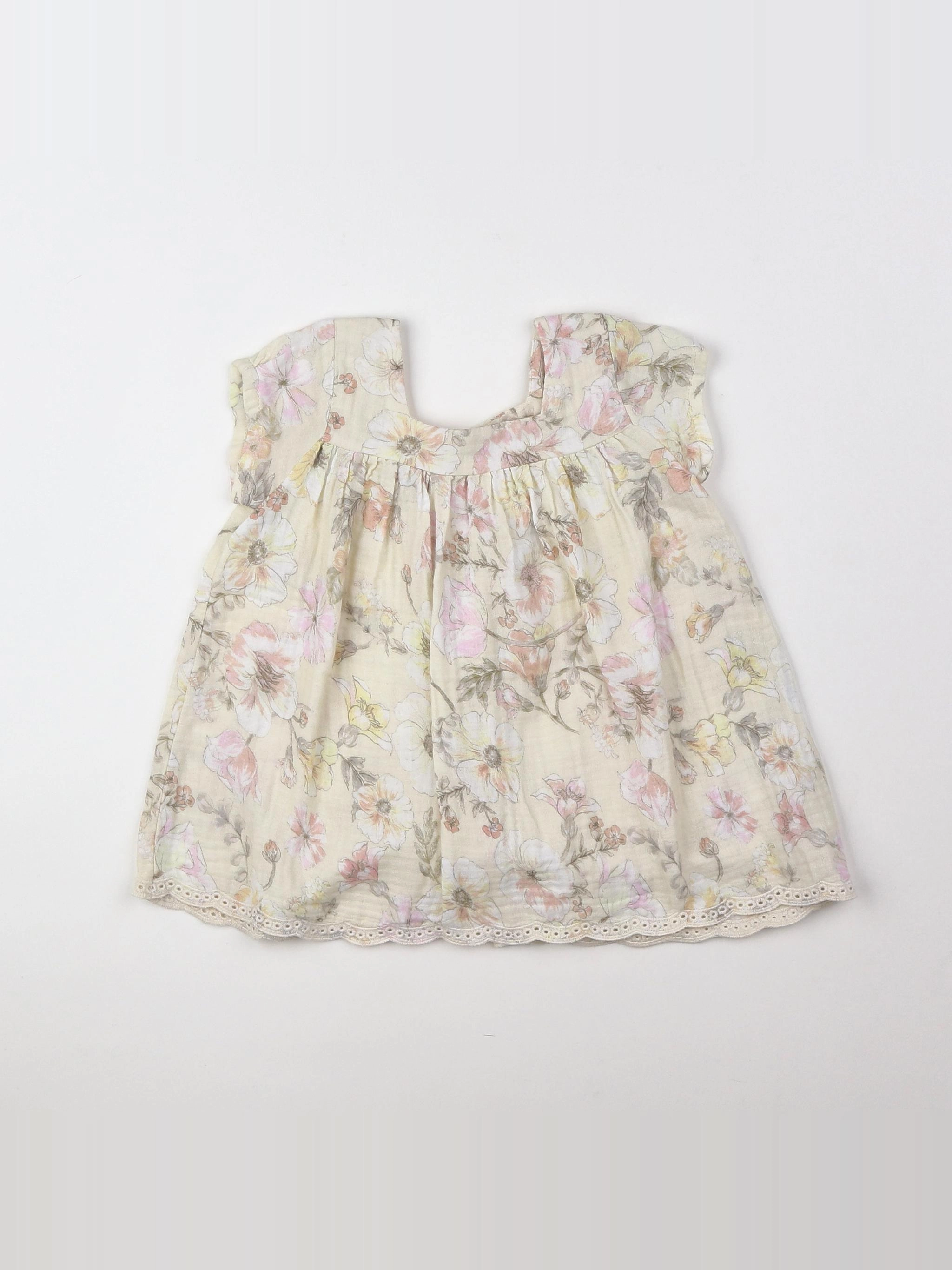 Vertbaudet - robe jaune, rose - 9 mois