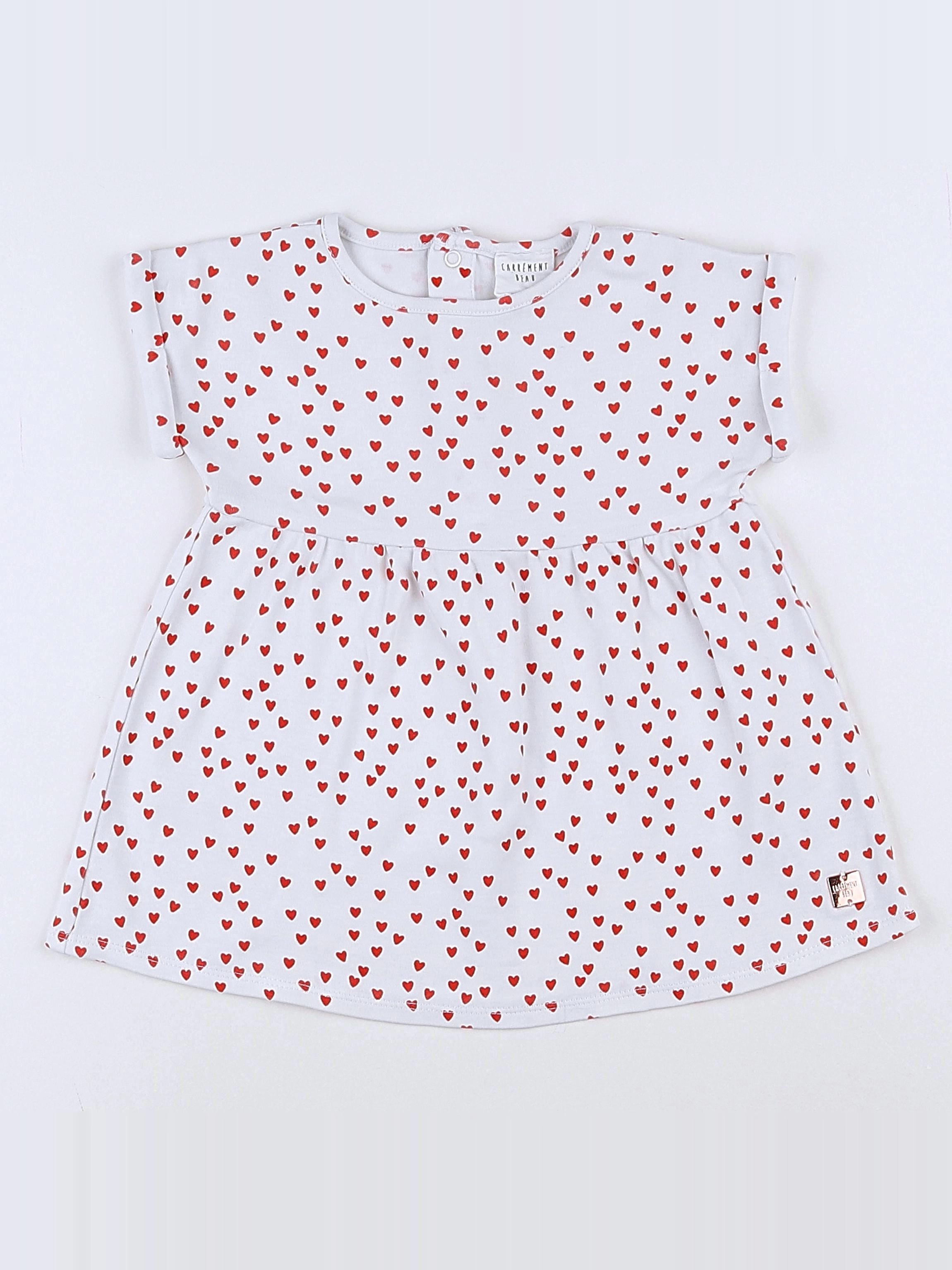 Carrément Beau - robe blanc, rouge - 9 mois