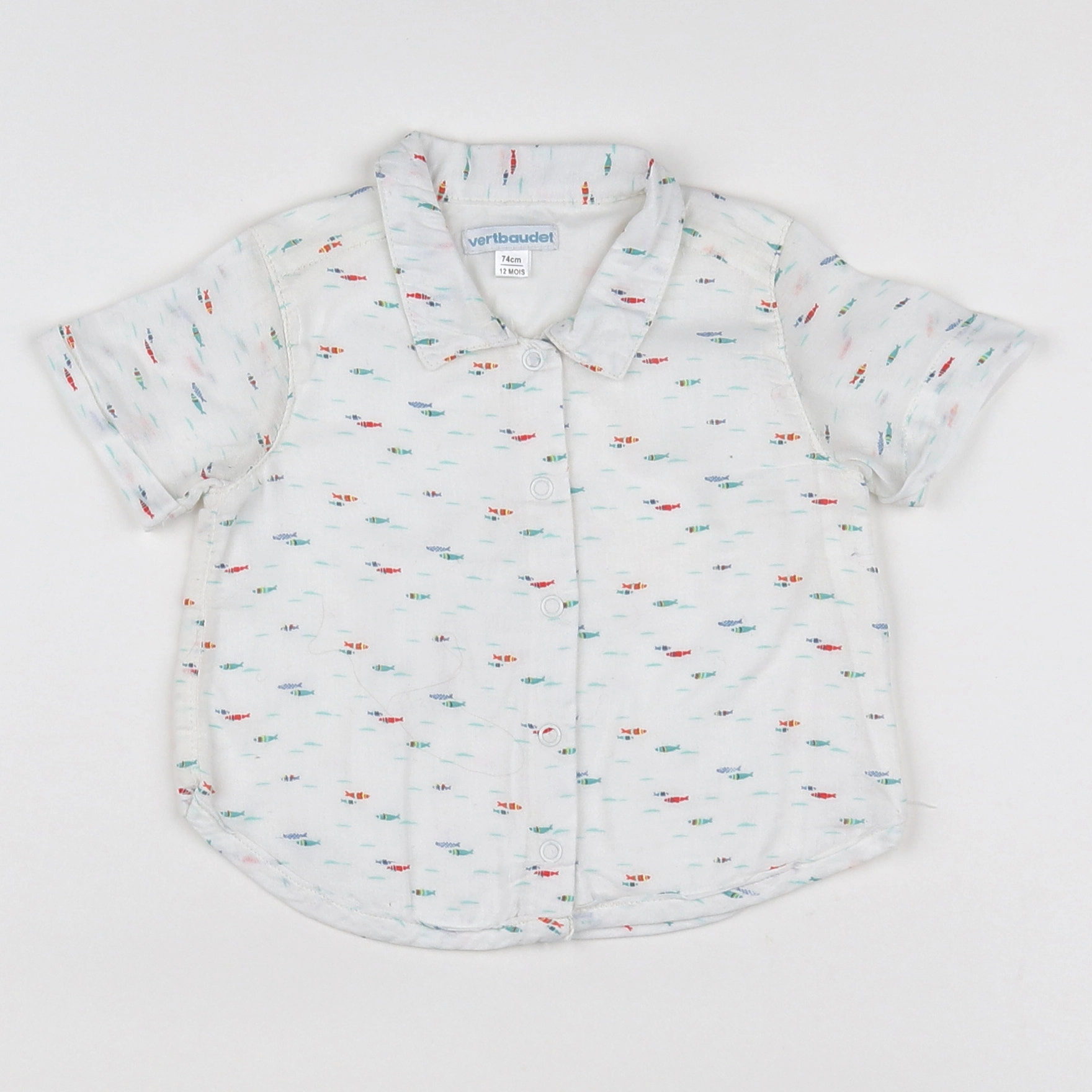 Vertbaudet - chemise blanc, multicolore - 12 mois