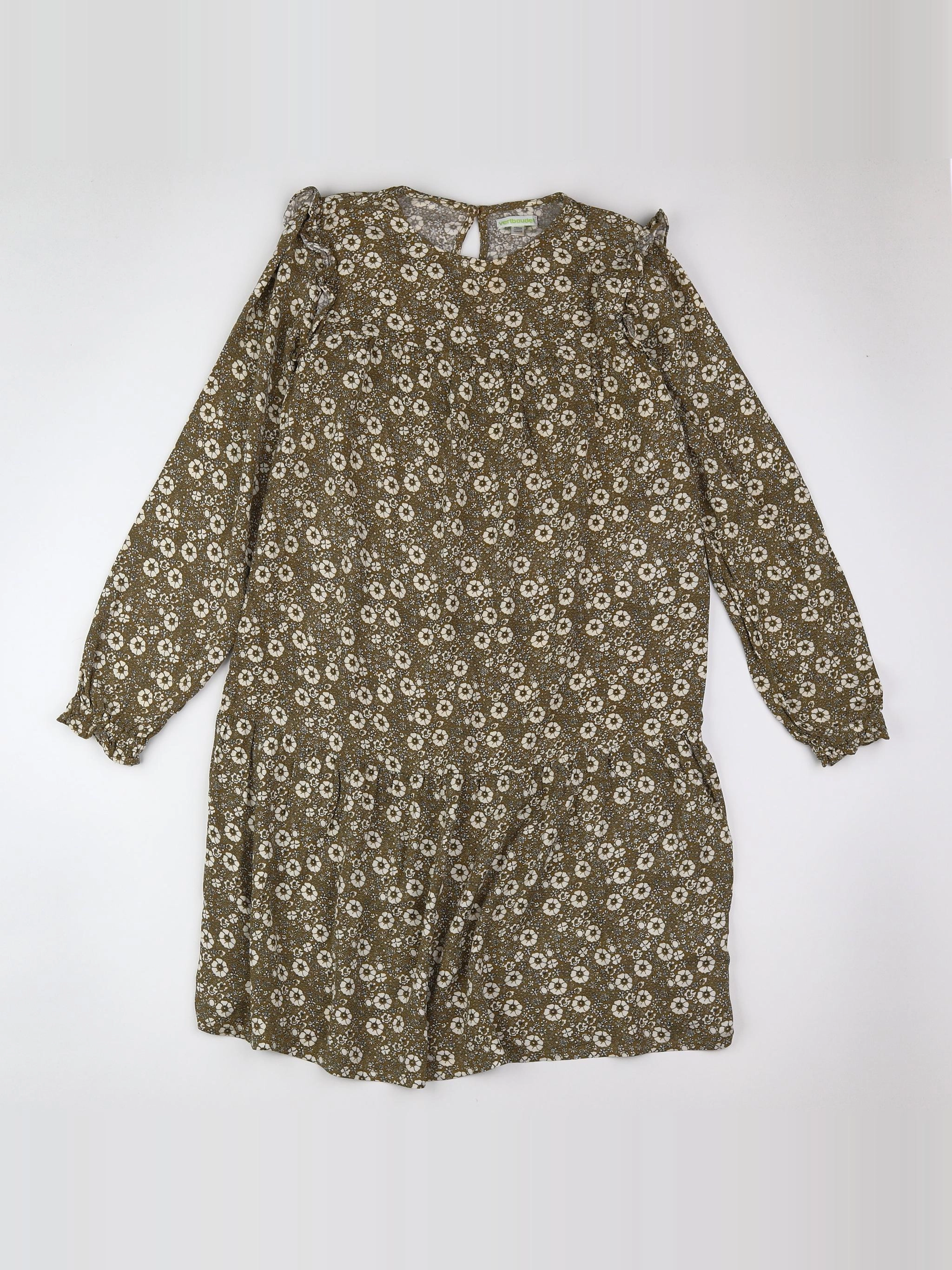 Vertbaudet - robe vert, beige - 12 ans