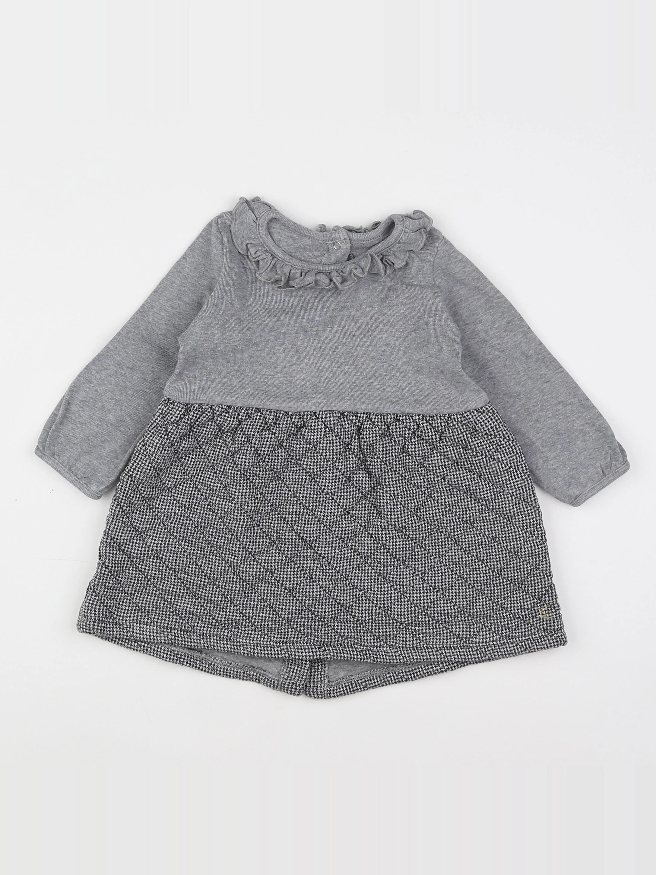 Petit Bateau - robe gris - 12 mois