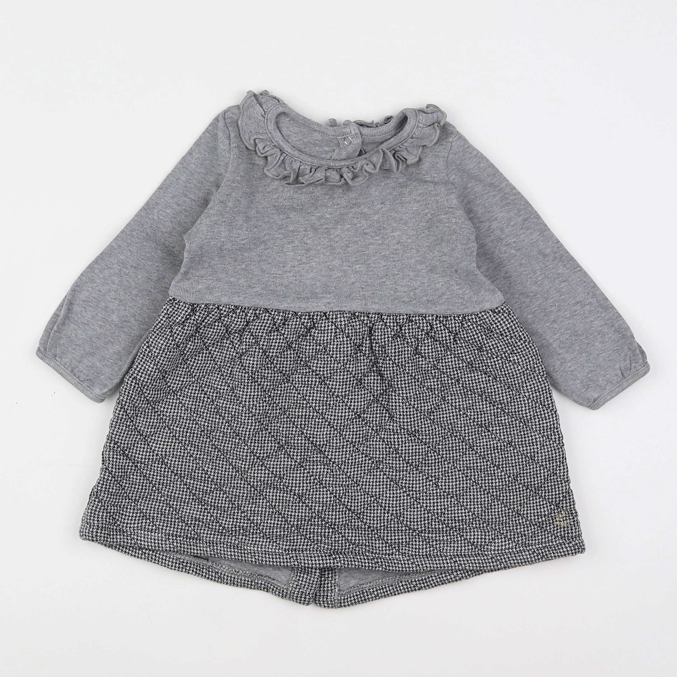 Petit Bateau - robe gris - 12 mois