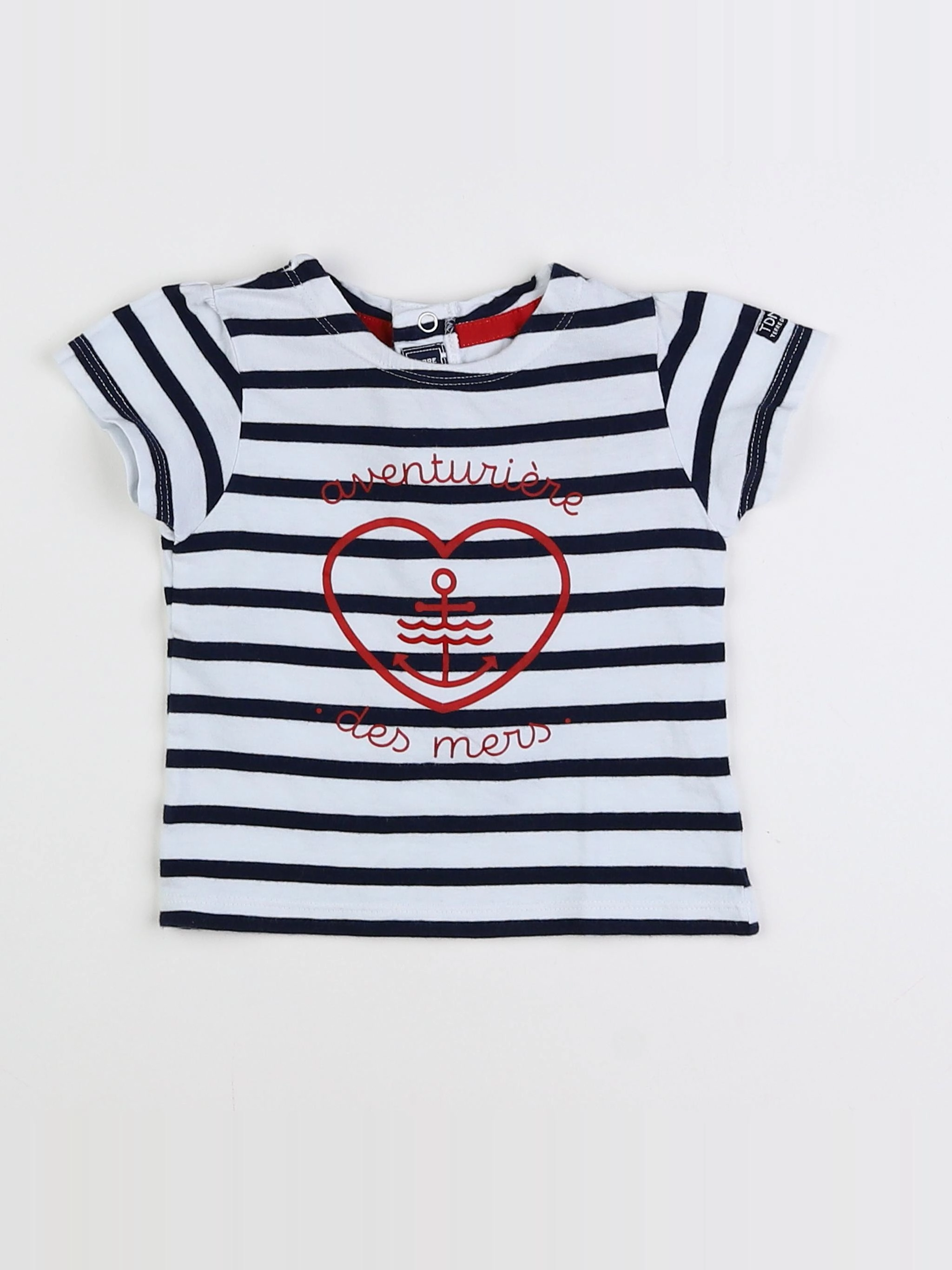 Terre de marins - tee-shirt blanc, bleu - 9 mois