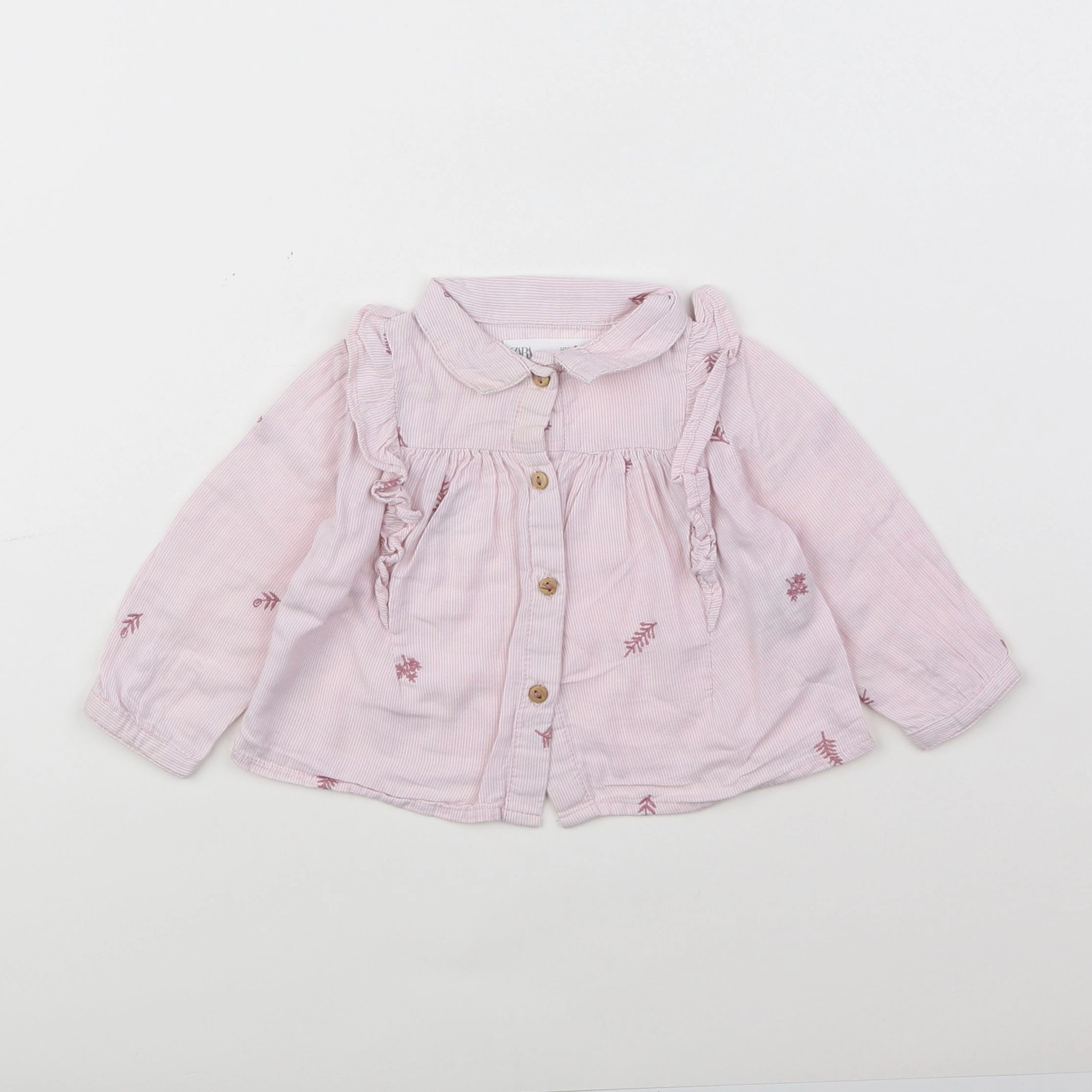 Zara - blouse blanc, rose - 3/6 mois