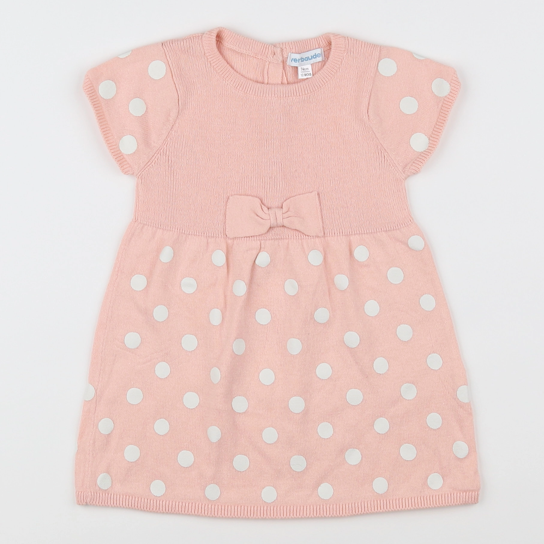 Vertbaudet - robe rose, blanc - 12 mois