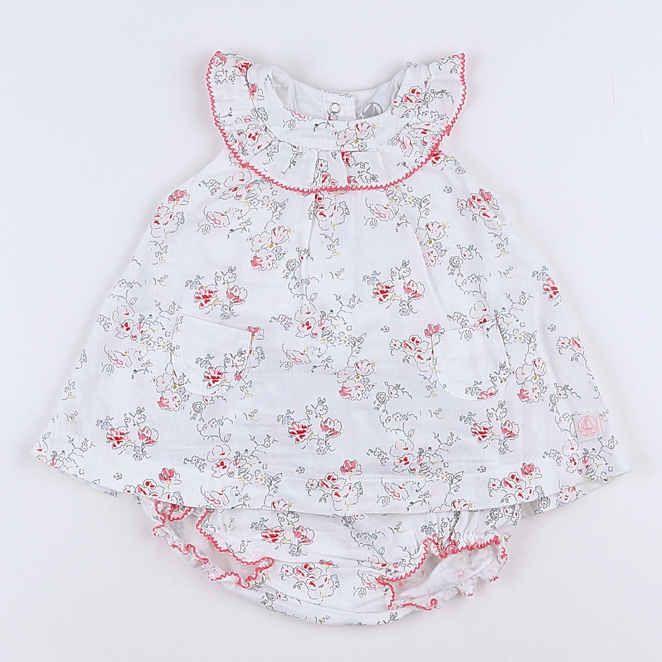 Petit Bateau - robe blanc - 3 mois