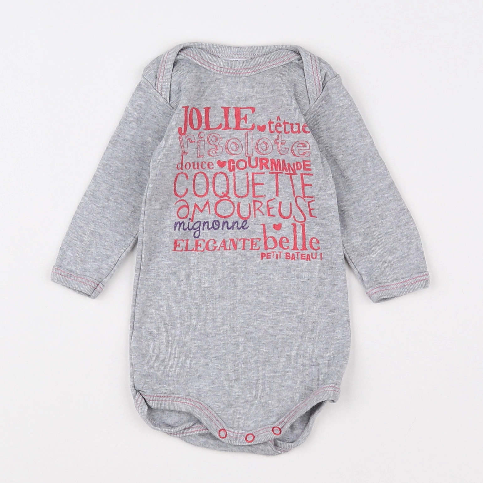 Petit Bateau - body gris - 3 mois