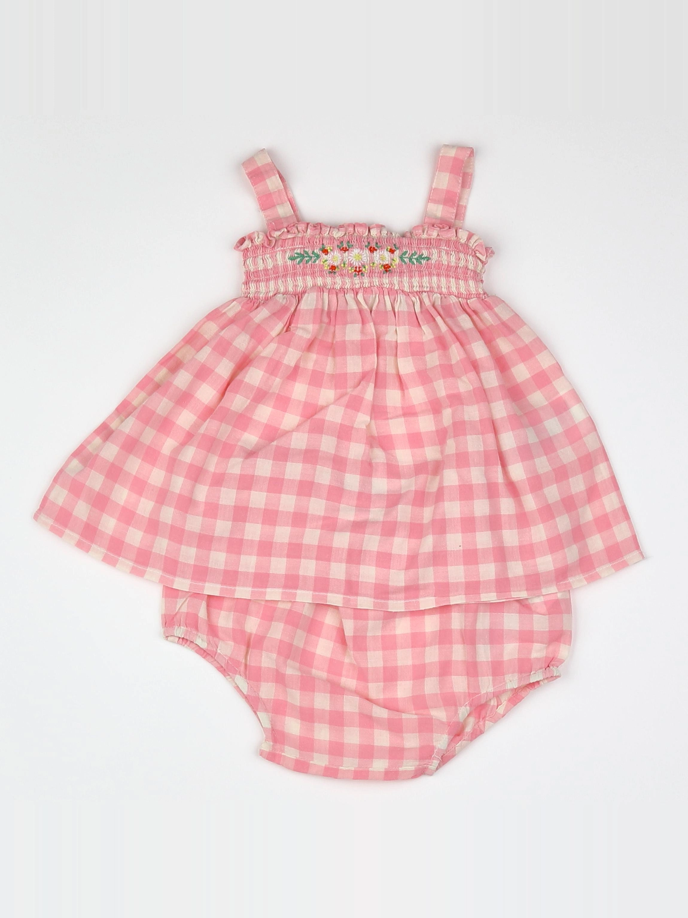 Bonton - robe rose, blanc - 6 mois