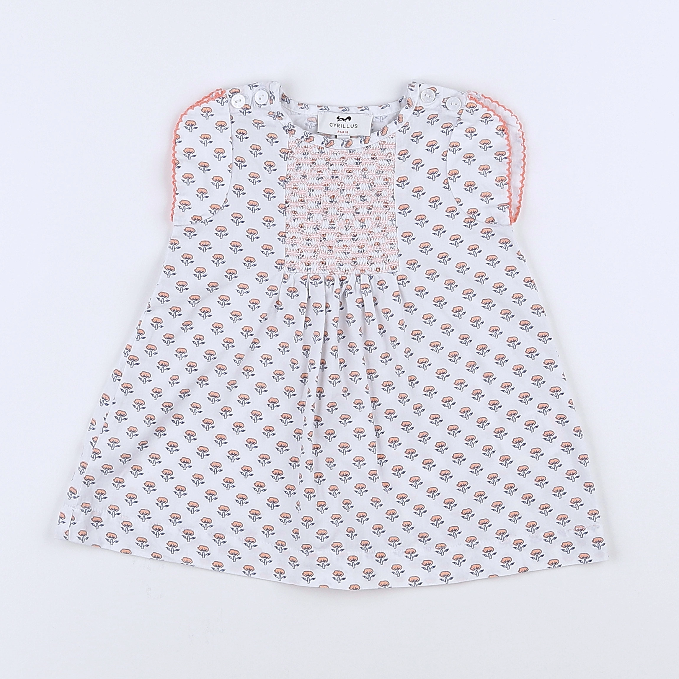 Cyrillus - robe blanc, rose - 3 mois