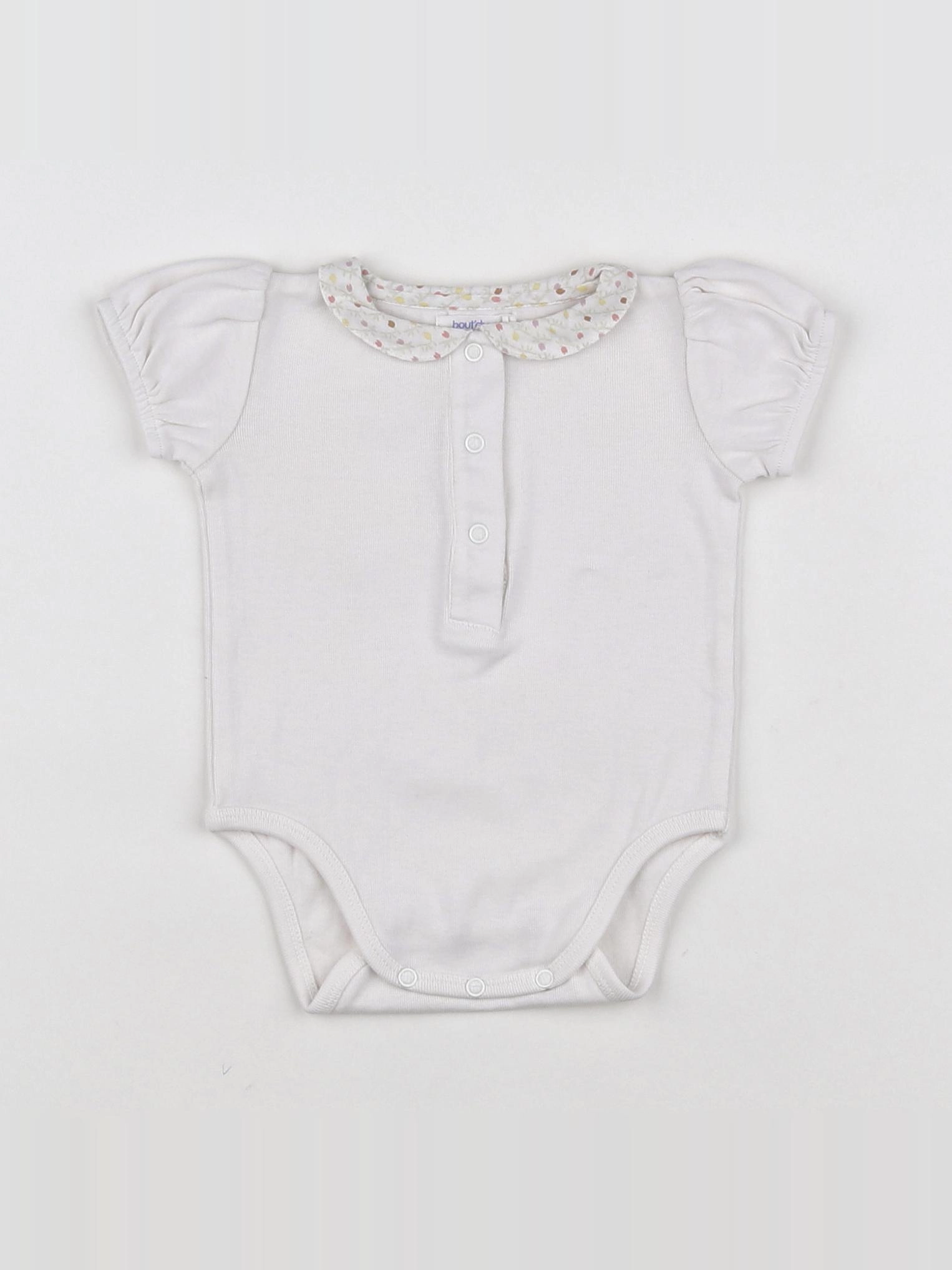 Boutchou - body vetement blanc, rose - 3 mois
