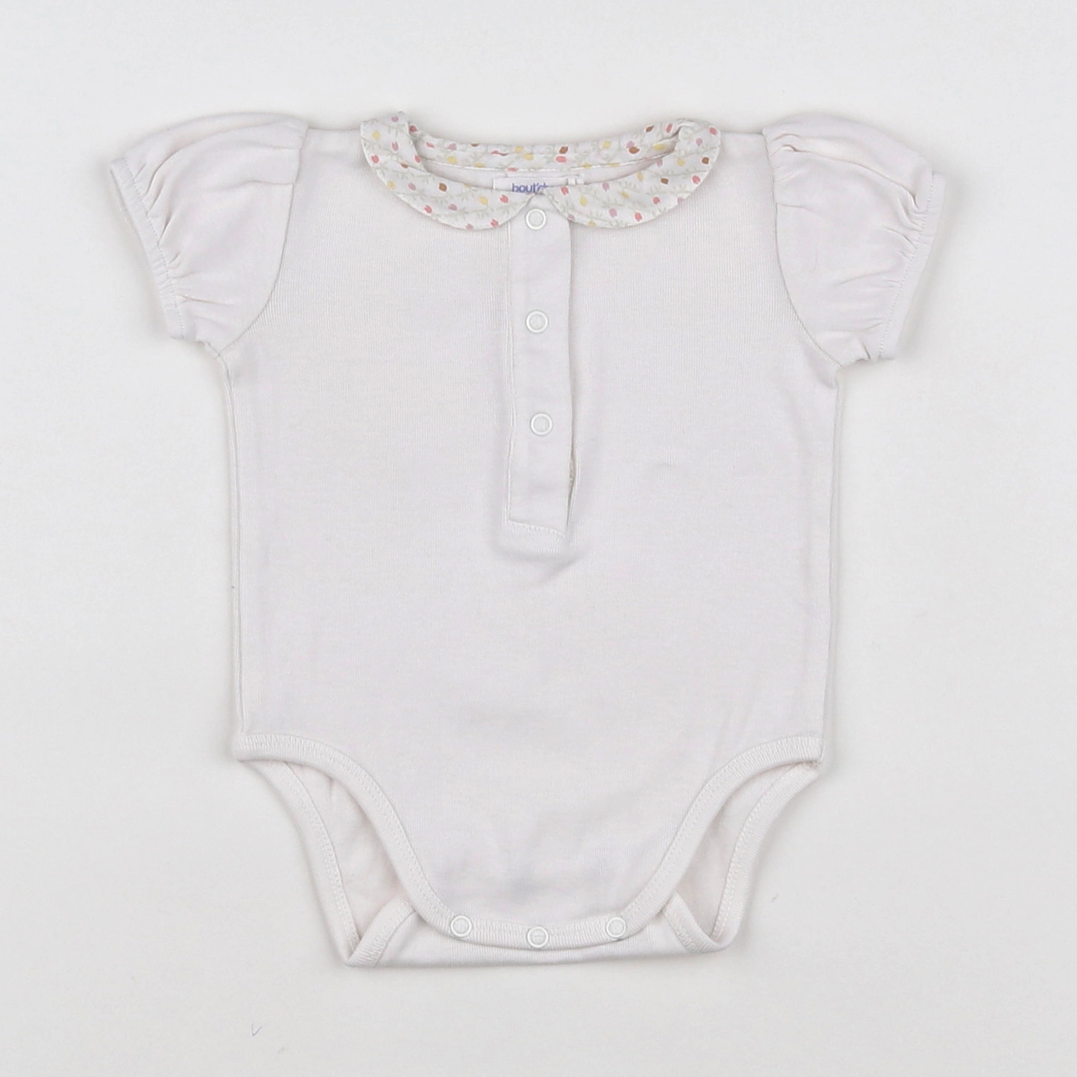 Boutchou - body vetement blanc, rose - 3 mois