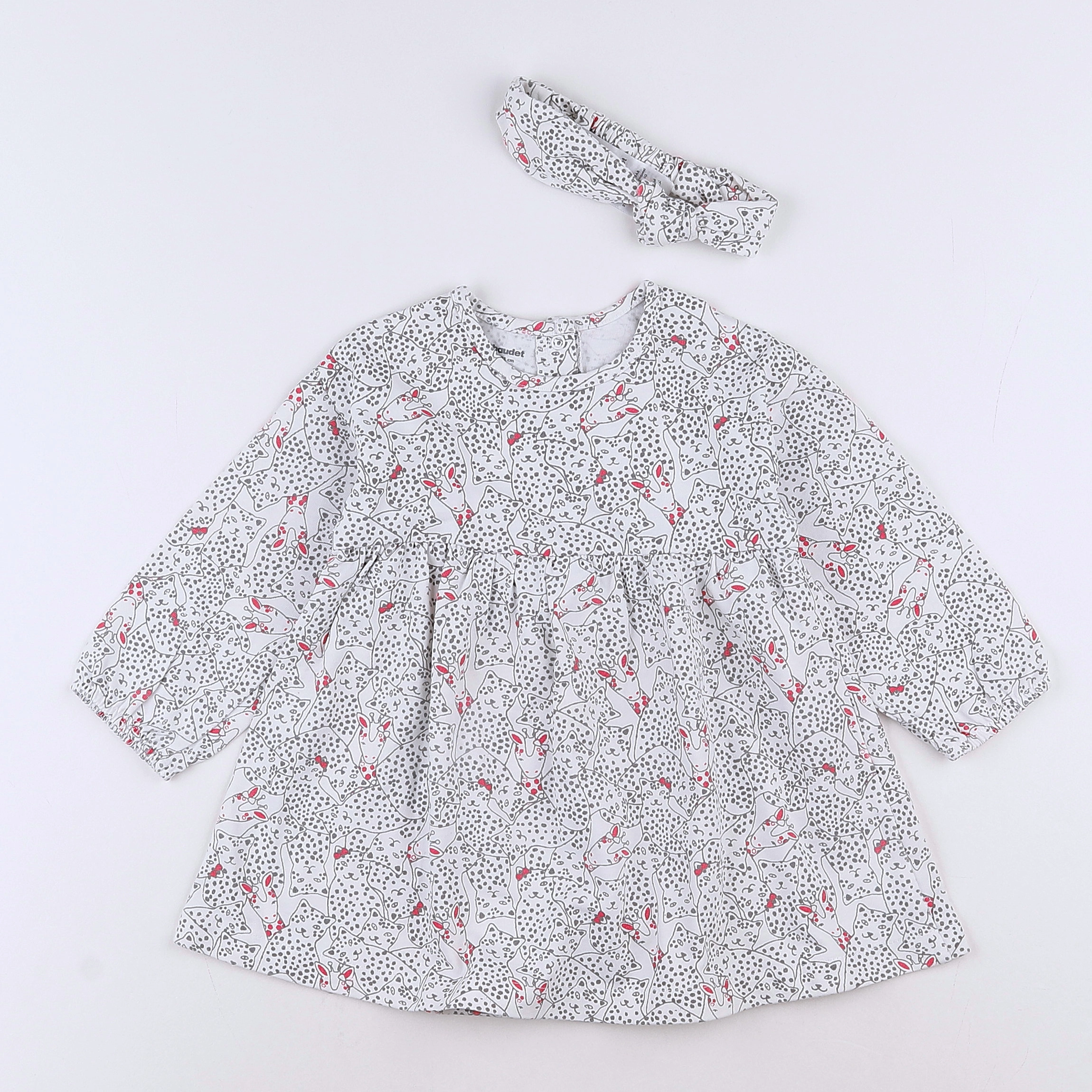 Vertbaudet - robe blanc, gris - 18 mois