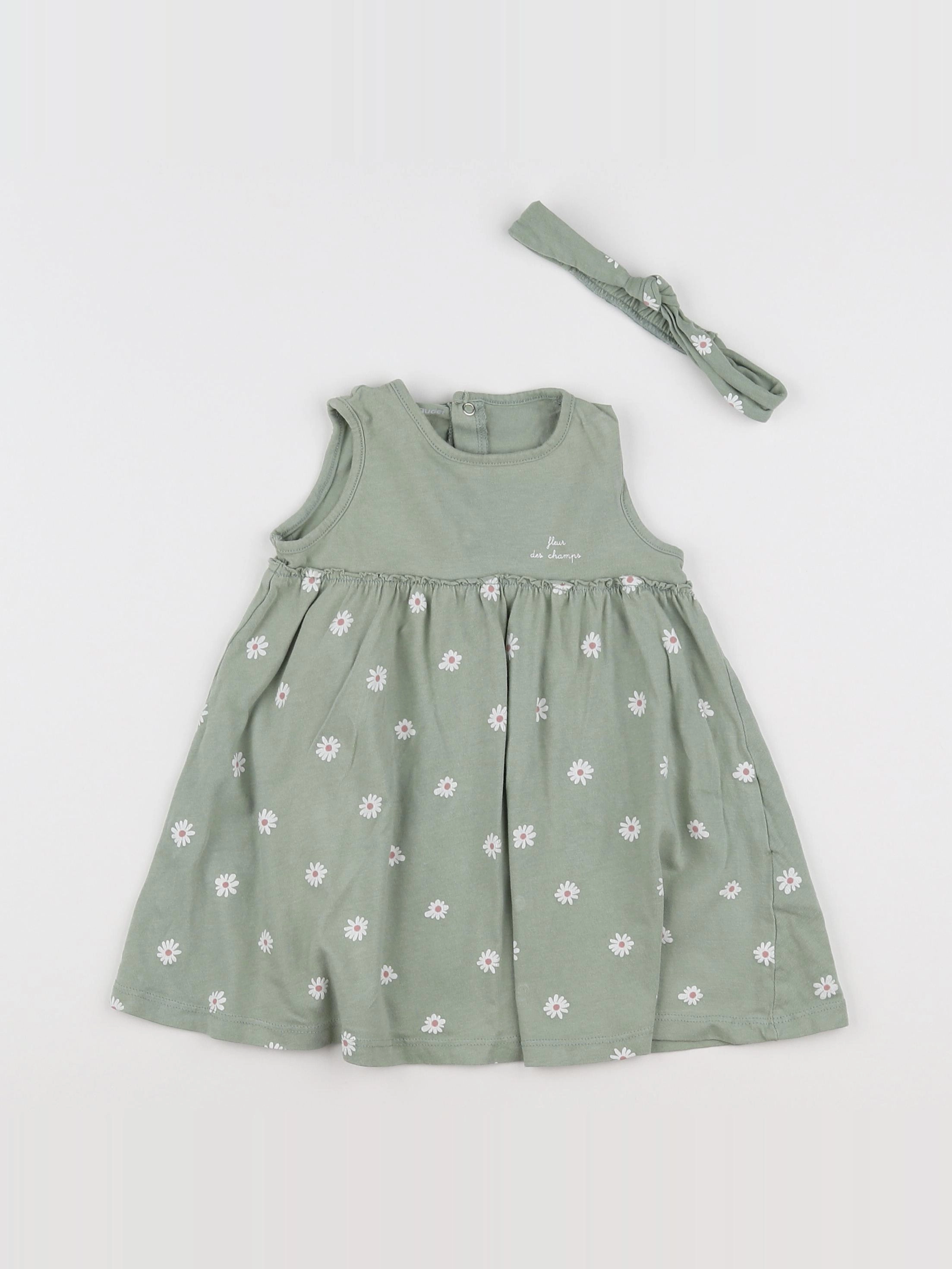 Vertbaudet - robe vert - 12 mois