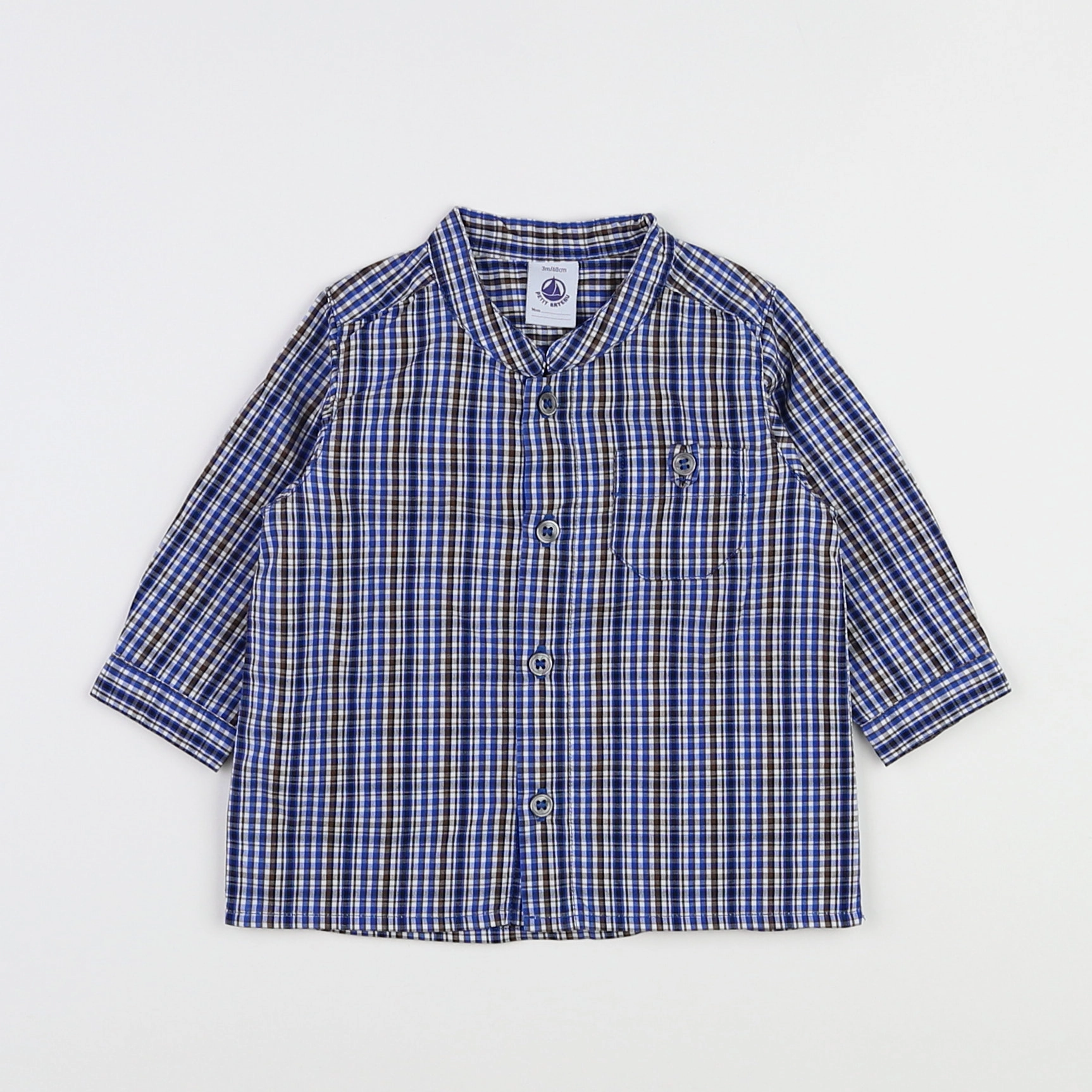 Petit Bateau - chemise bleu - 3 mois