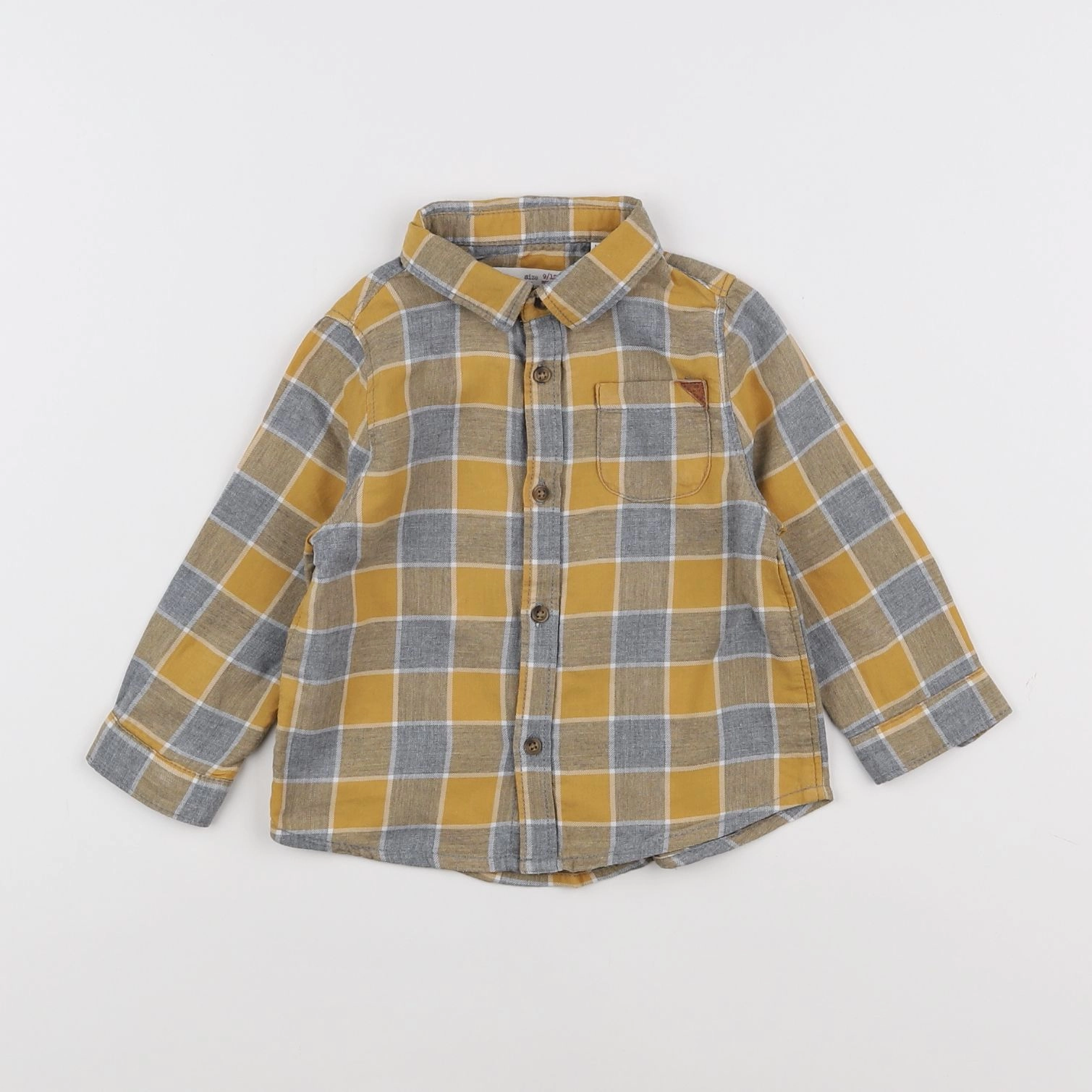 Zara - chemise jaune, gris - 9/12 mois