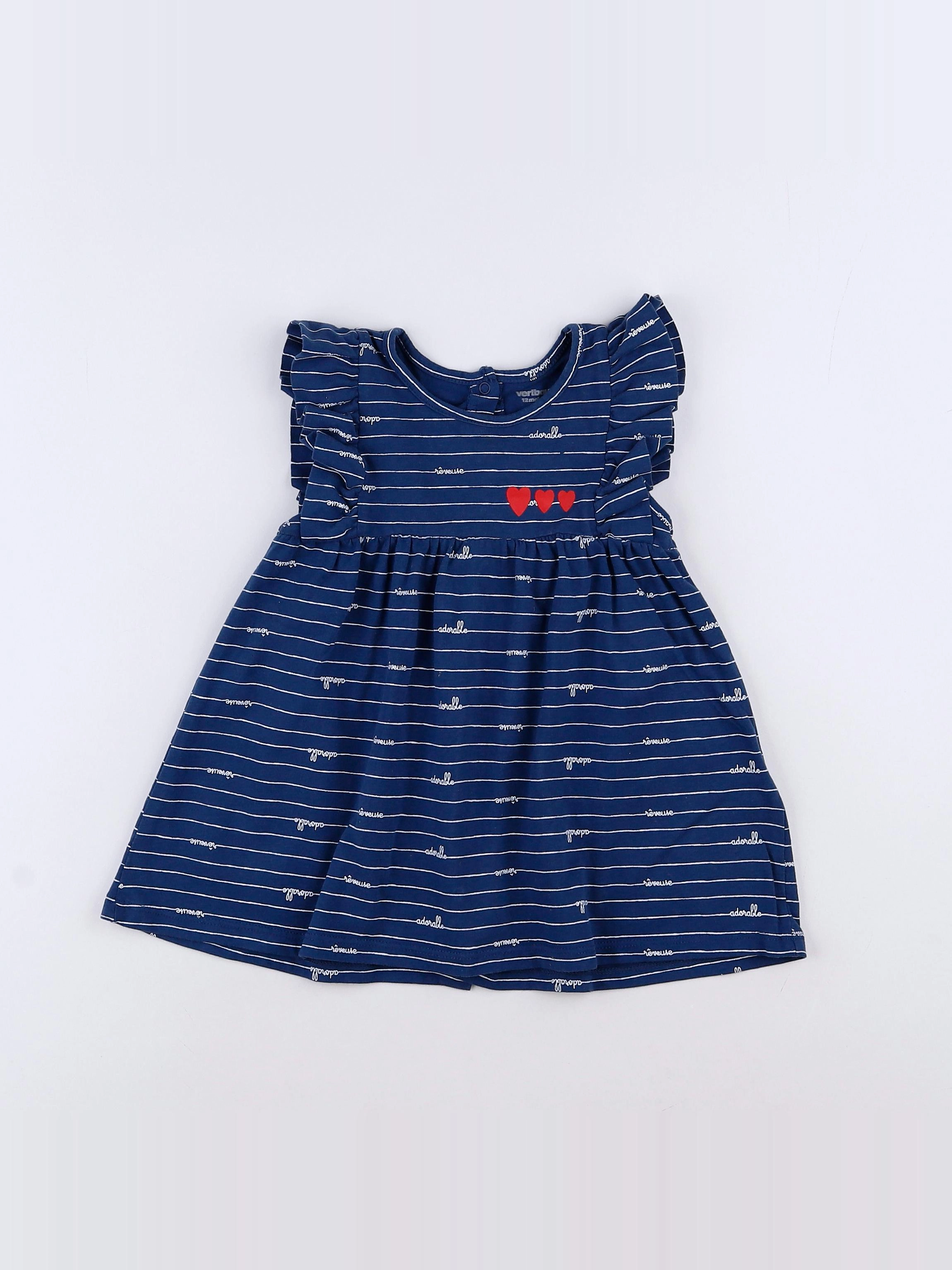 Vertbaudet - robe bleu - 12 mois