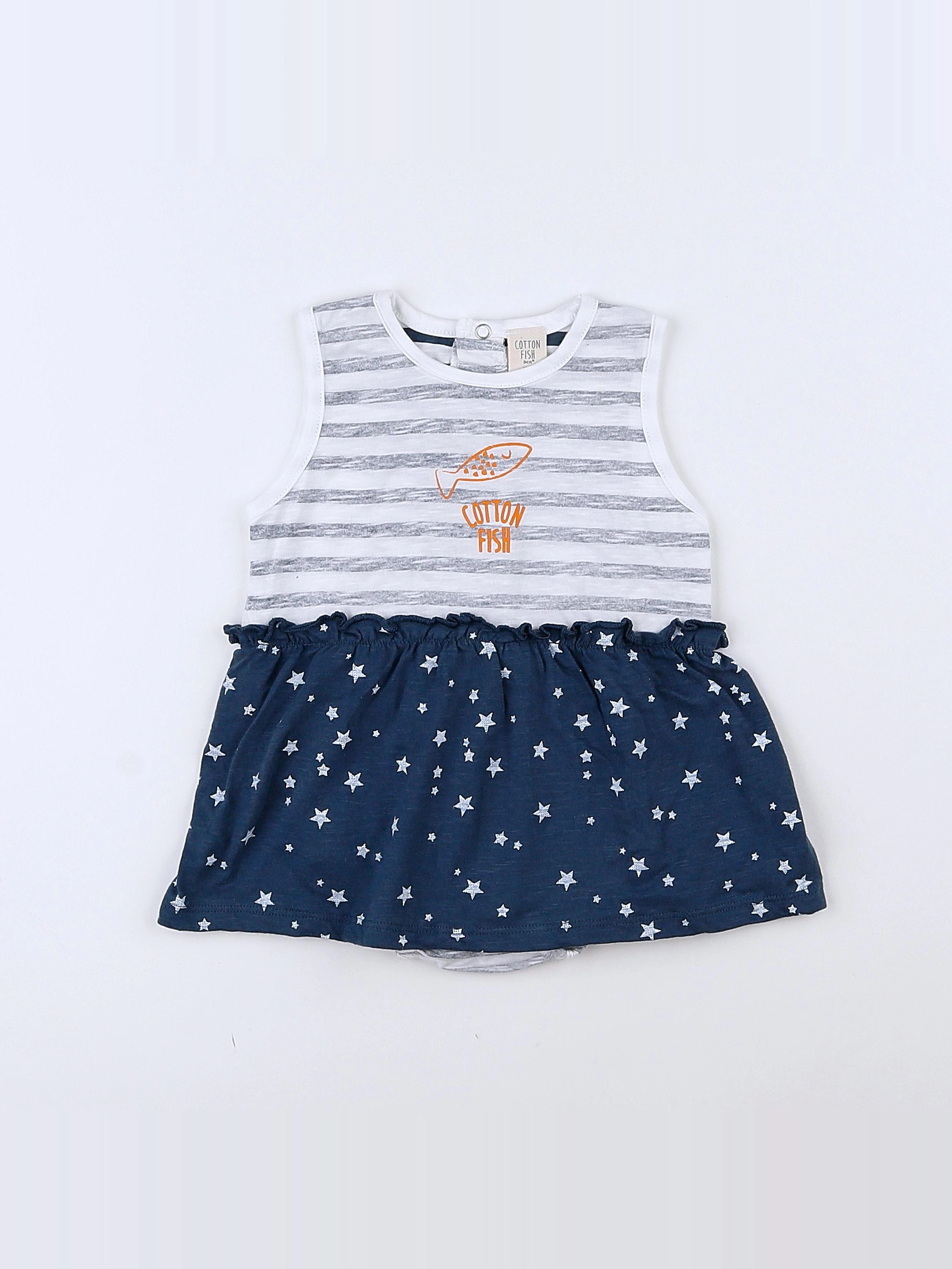 Cotton Fish - robe bleu, blanc - 12 mois