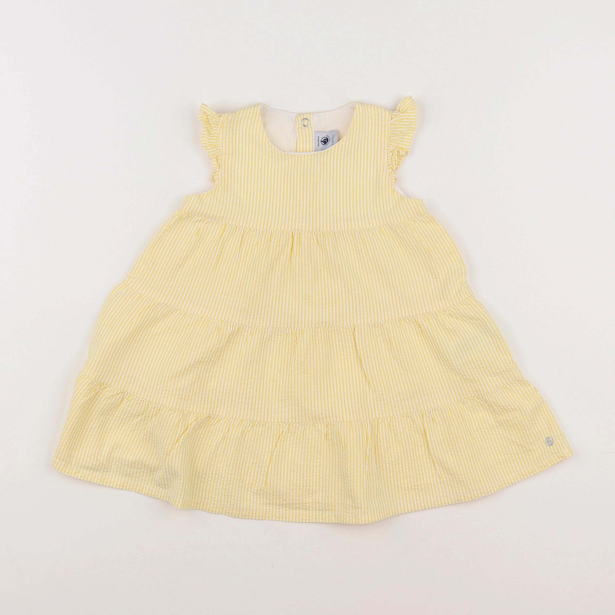 Petit Bateau - robe jaune, blanc - 18 mois